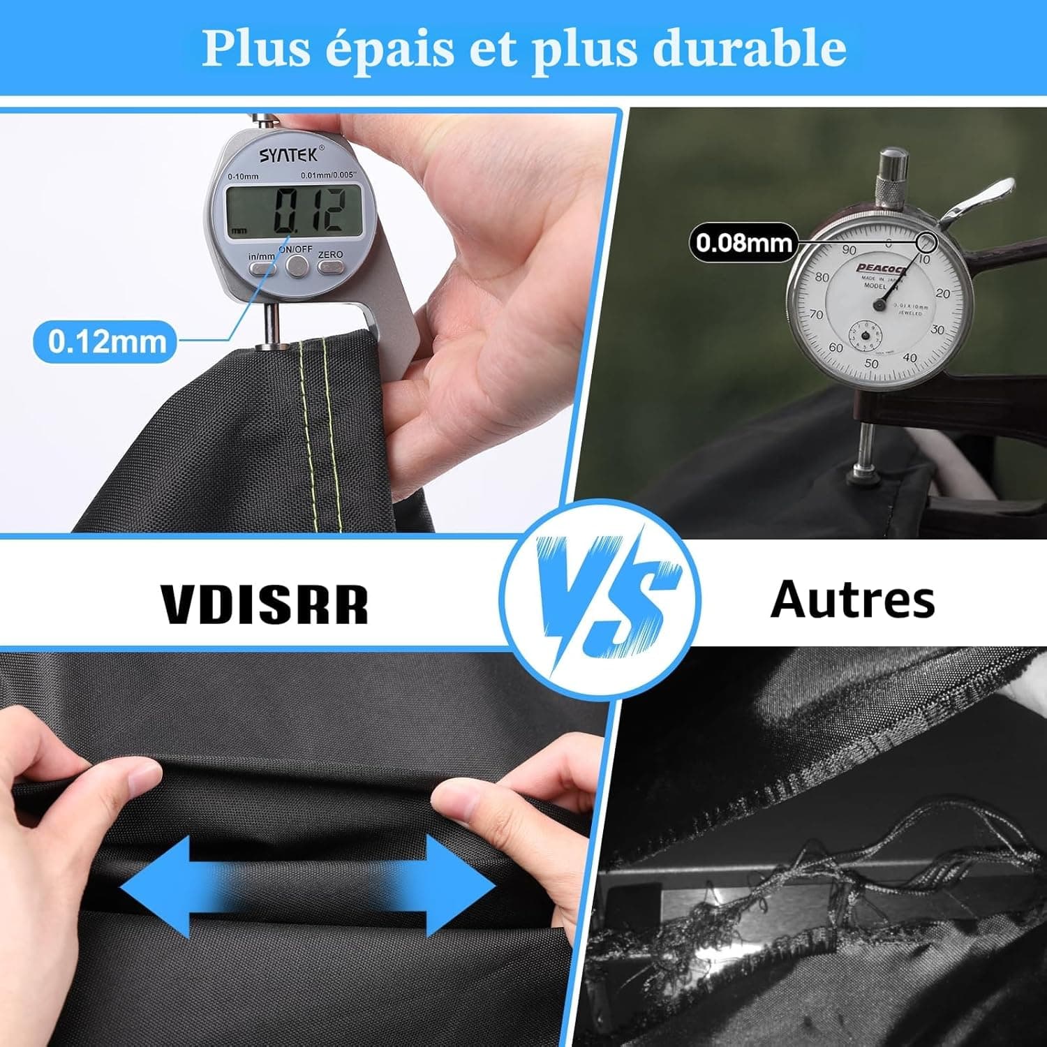 VDISRR Housse Barbecue Exterieur, 420D Oxford Bache Barbecue Exterieur 77 * 70 * 110cm pour Barbecue Weber Spirit E-210 avec Plateaux, Housse De Protection Anti-Vent/Solei/l'eau