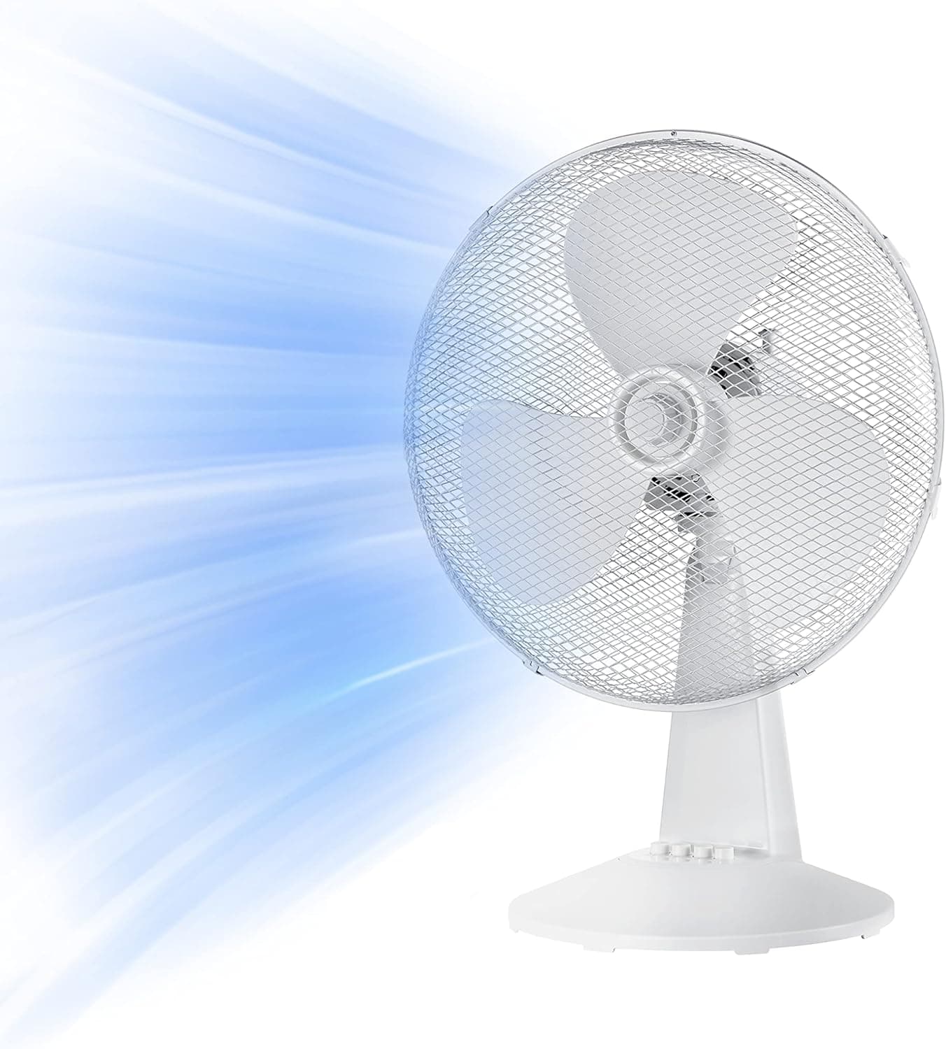 Midea FT40-21M Ventilateur de table 40 W Diamètre 40 cm Ventilateur silencieux Ventilateur à 3 pales, 3 niveaux de vitesse, oscillation 80° Blanc