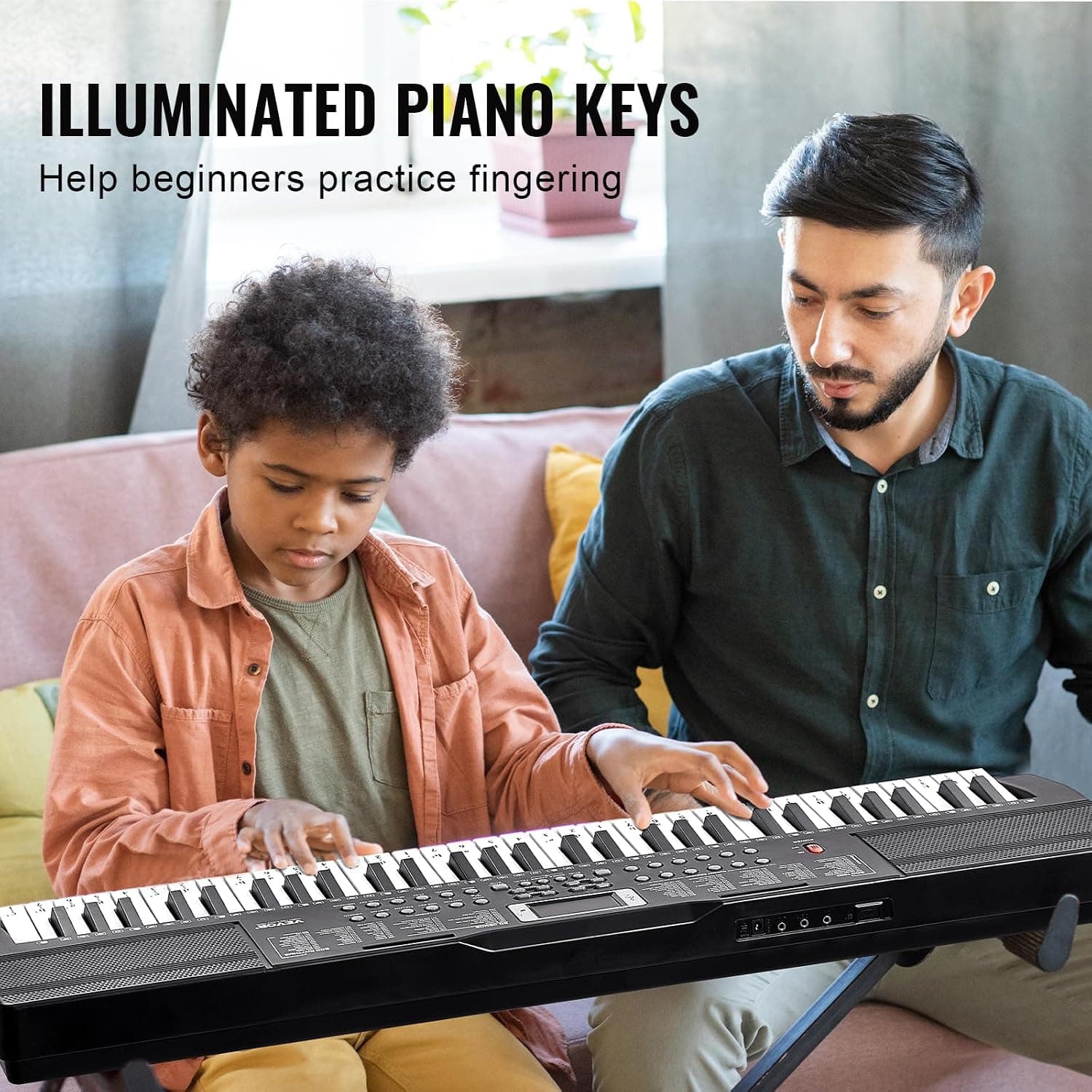 VEVOR Clavier Piano Numérique, 61 Touches, Ensemble Piano à Clavier Électrique Portable, 200 Tons, 200 Rythmes, 60 Chansons de Démonstration, Haut-parleurs Intégrés, Casque, Microphone, pour Débutants