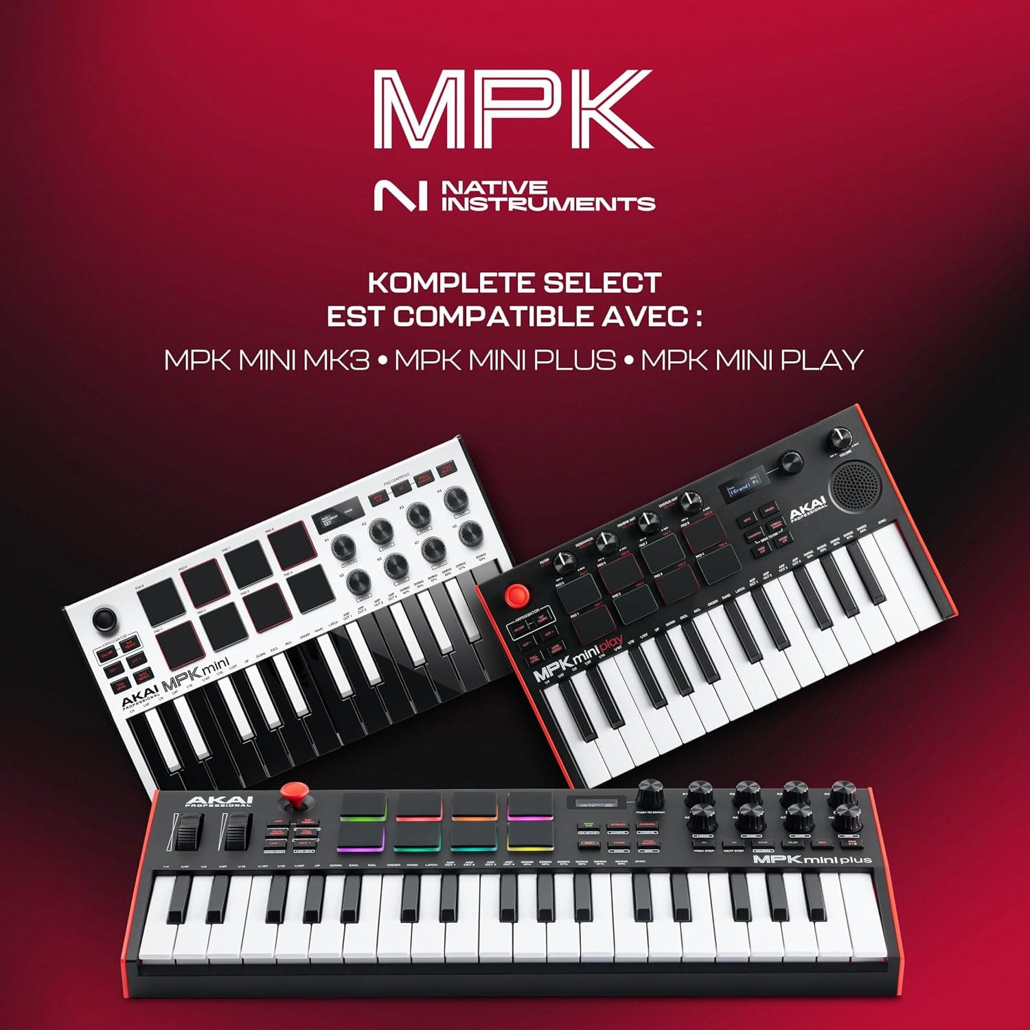 Akai Professional MPK Mini MK3 Clavier MIDI USB 25 Touches, Blanc | Touches Mini Sensibles à la Vélocité, 8 Pads MPC, 8 Boutons, Logiciels Inclus, pour Beatmakers, Producteurs et Home Studio
