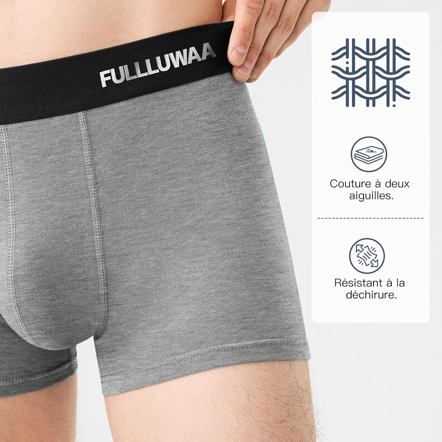 Fullluwaa Boxer Homme Coton Lot de 10, Doux Ceinture Élastique