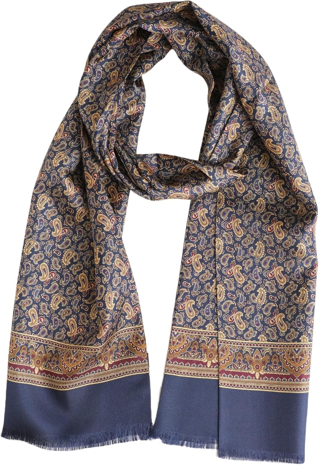 Hommes long élégant 2 couches classique affaires festive pure soie écharpe courte franges