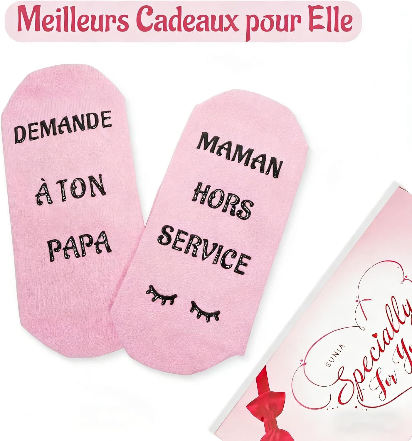 Sunia Cadeau Fete des Meres, Chaussettes Humour Femme 39 42, Cadeau Femme Original Utile, Chaussettes Rigolotes Femme, Cadeau Maman Mamie Soeur Nounou, Cadeau Rigolo Anniversaire, Fête des Mères