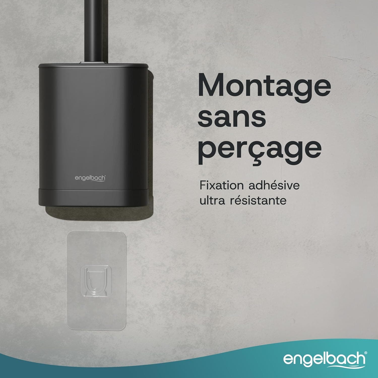 Engelbach® Brosse WC en Silicone - à Fixation Murale sans Perçage, Noir