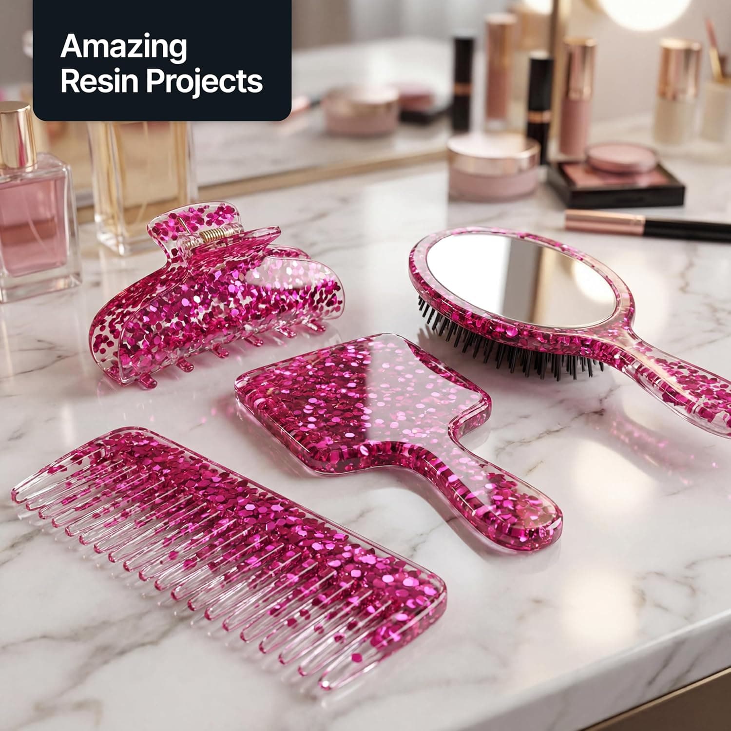 Paillettes pour artisanat rose foncé gobelets en résine cartes bijoux de Noël bougies super épaisses 100 g/3,5 oz