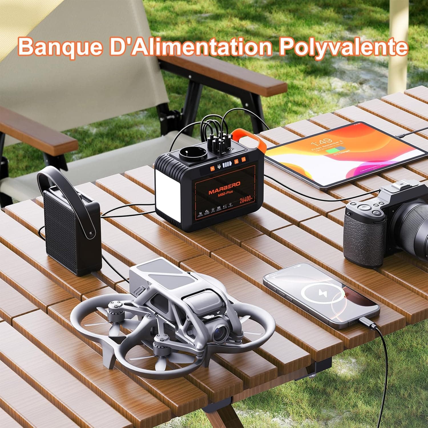 MARBERO Station d'Énergie Portable 26.400mAh Prise AC 120W Puiss. de crête