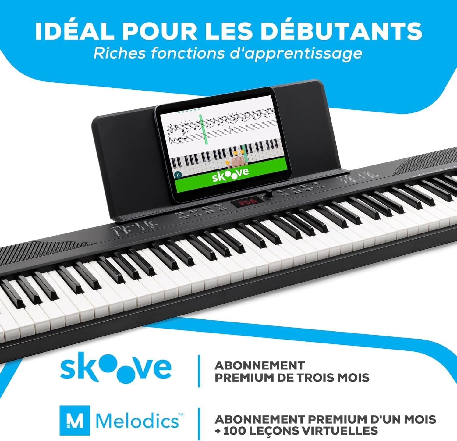 Alesis Recital Play Clavier Piano 88 Touches avec Accessoires | Portable, 480 Sons, Modes Split/Layer, Inclus Cours, Stand, Pédale de Sustain, Casque, Housse de Transport