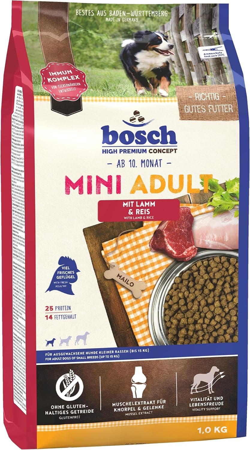 bosch HPC Mini Adult - avec agneau & riz - aliments secs pour chiens adultes de petites races (jusqu'à 15 kg) - 1 kg