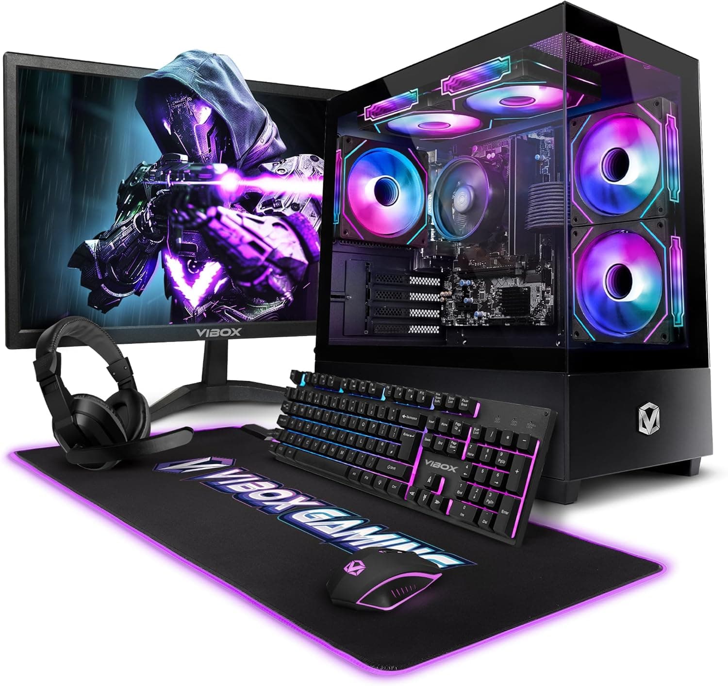 VIBOX I-96 PC Gamer Complet • 22" Écran • AMD Ryzen 3 3200G 4 cœurs • Radeon Vega 8 • 8 Go RAM • 480 Go SSD • Linux OS • WiFi