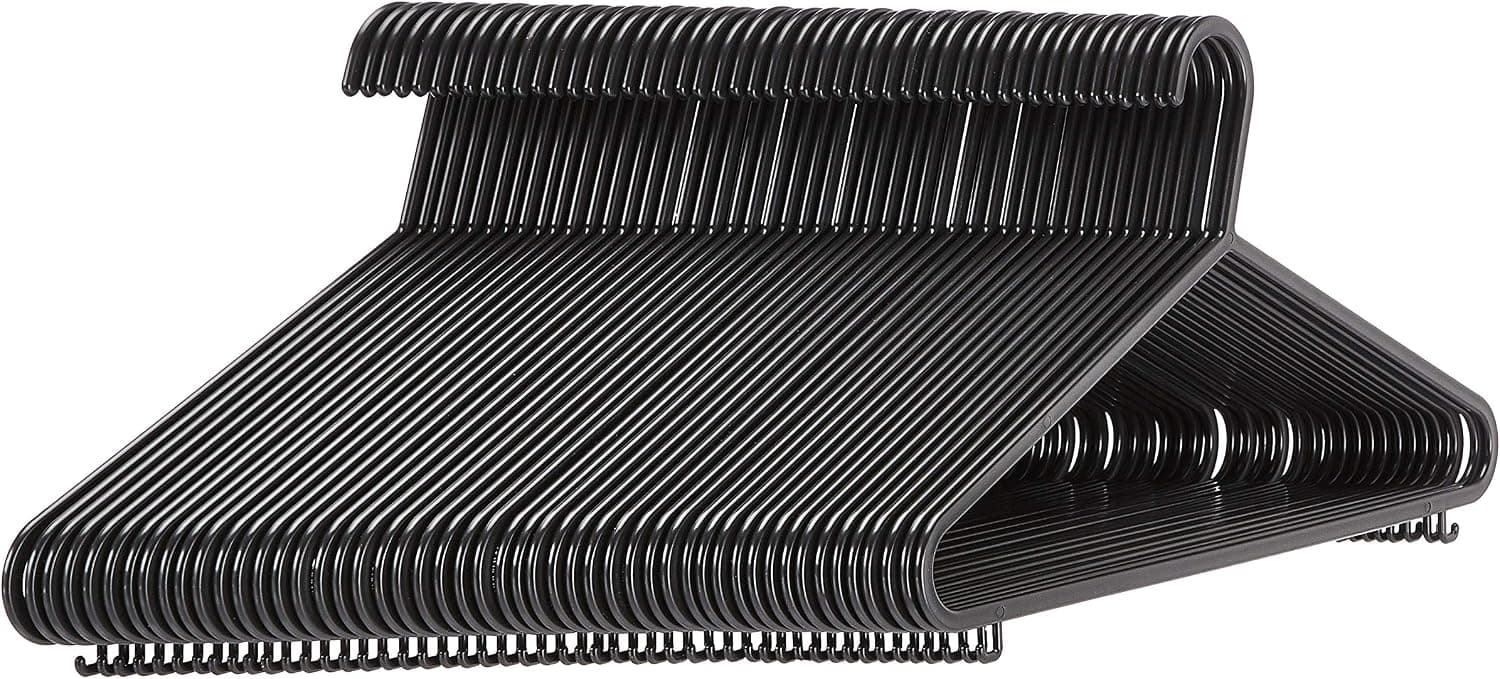Amazon Basics Lot de 50 cintres avec Barre pour Pantalon et Crochets Noir