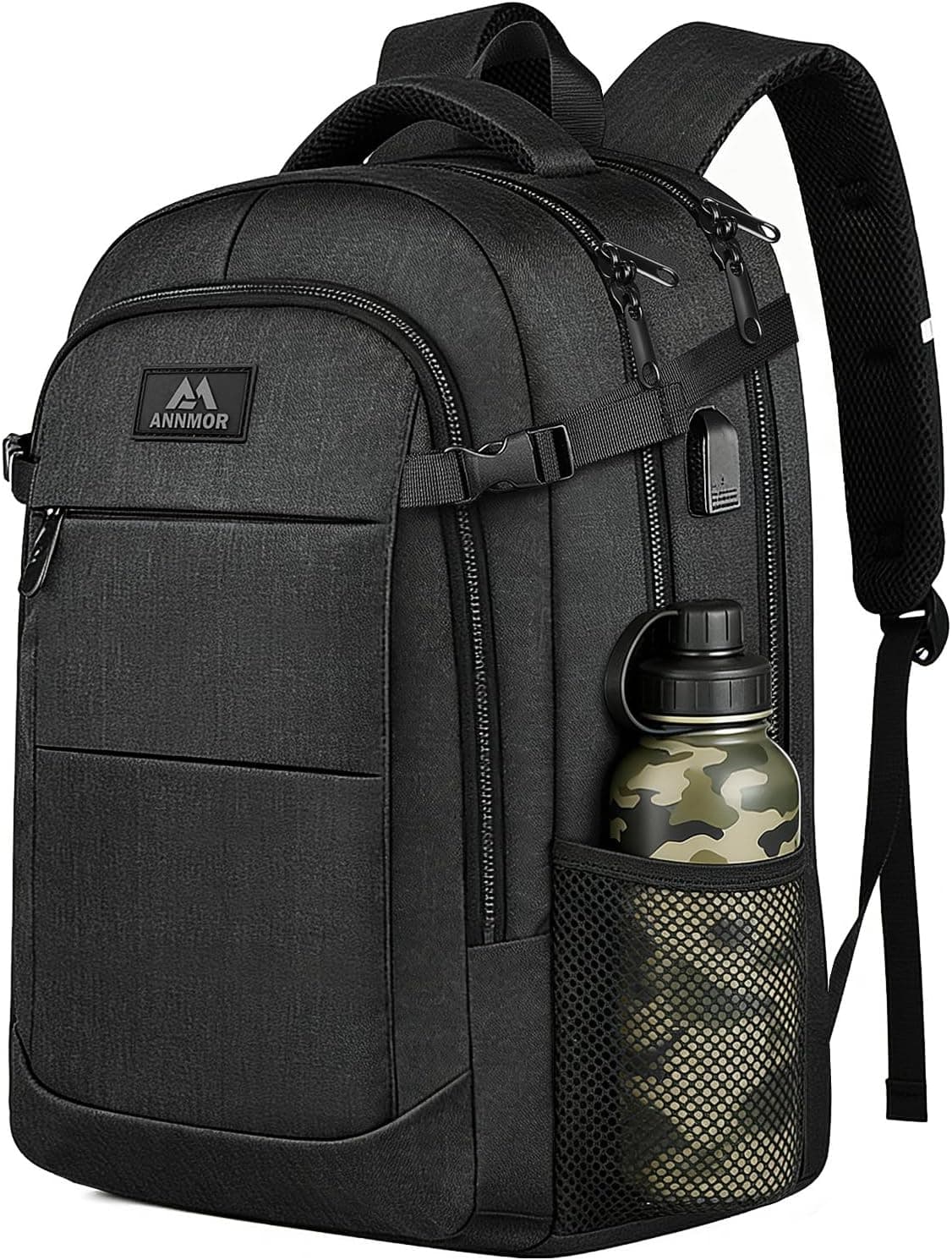 Sac à Dos Ordinateur 17,3 Pouces Homme, Sac PC Grande Capacité 35L Imperméable avec Port USB, Sac à Dos Antivol pour Travail, Université et Voyage Cabine
