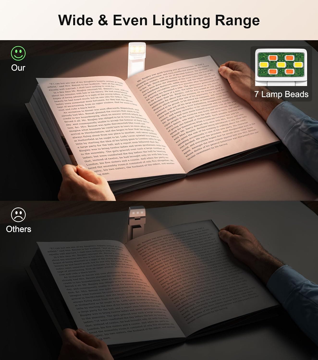 Gritin Lampe de Lecture Rechargeable, Liseuse Lampe Clip Marque-Page au Lit