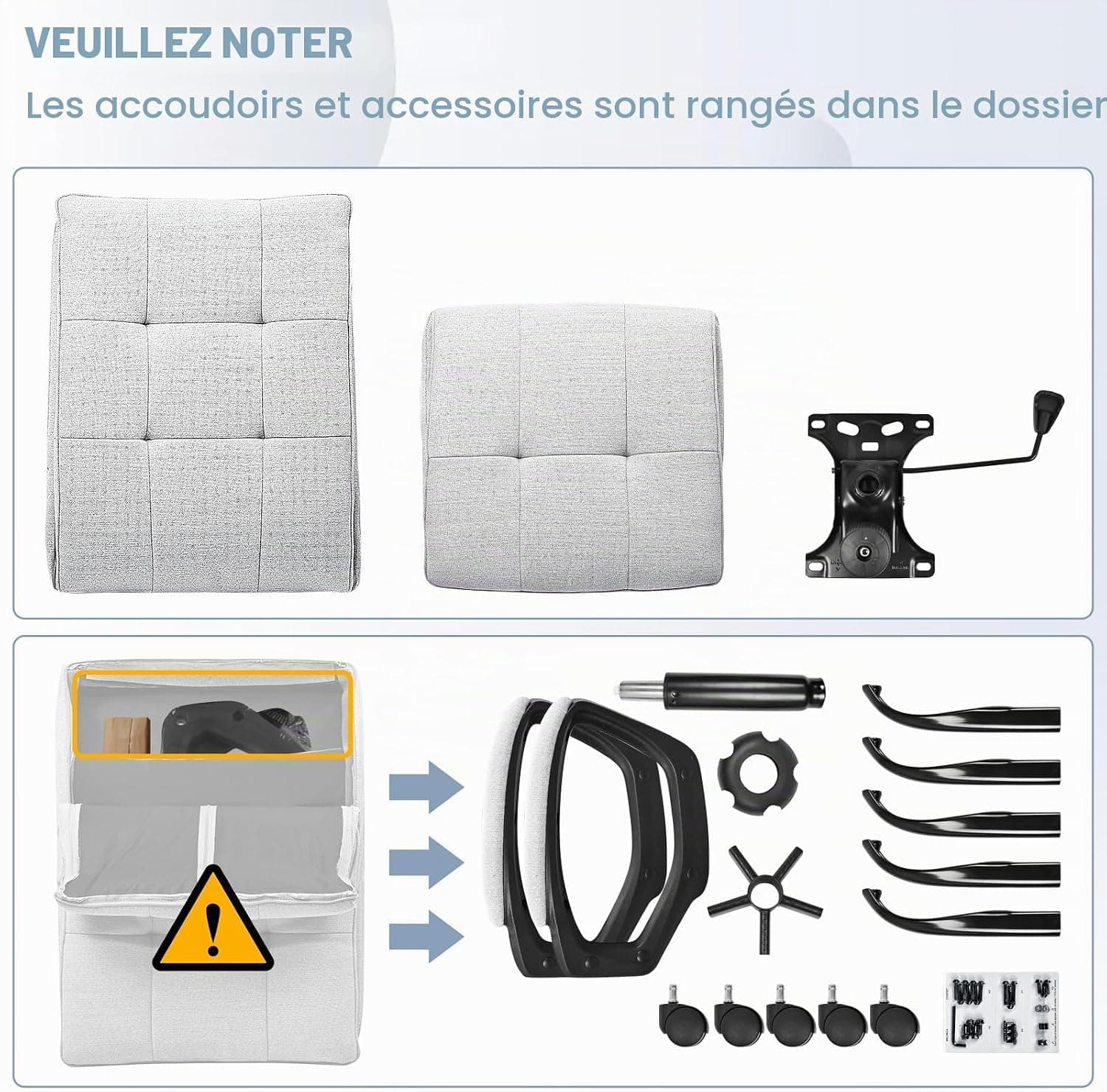 BASETBL Chaise de Bureau Ergonomique pivotante pour PC, Tissu, Gris, Standard