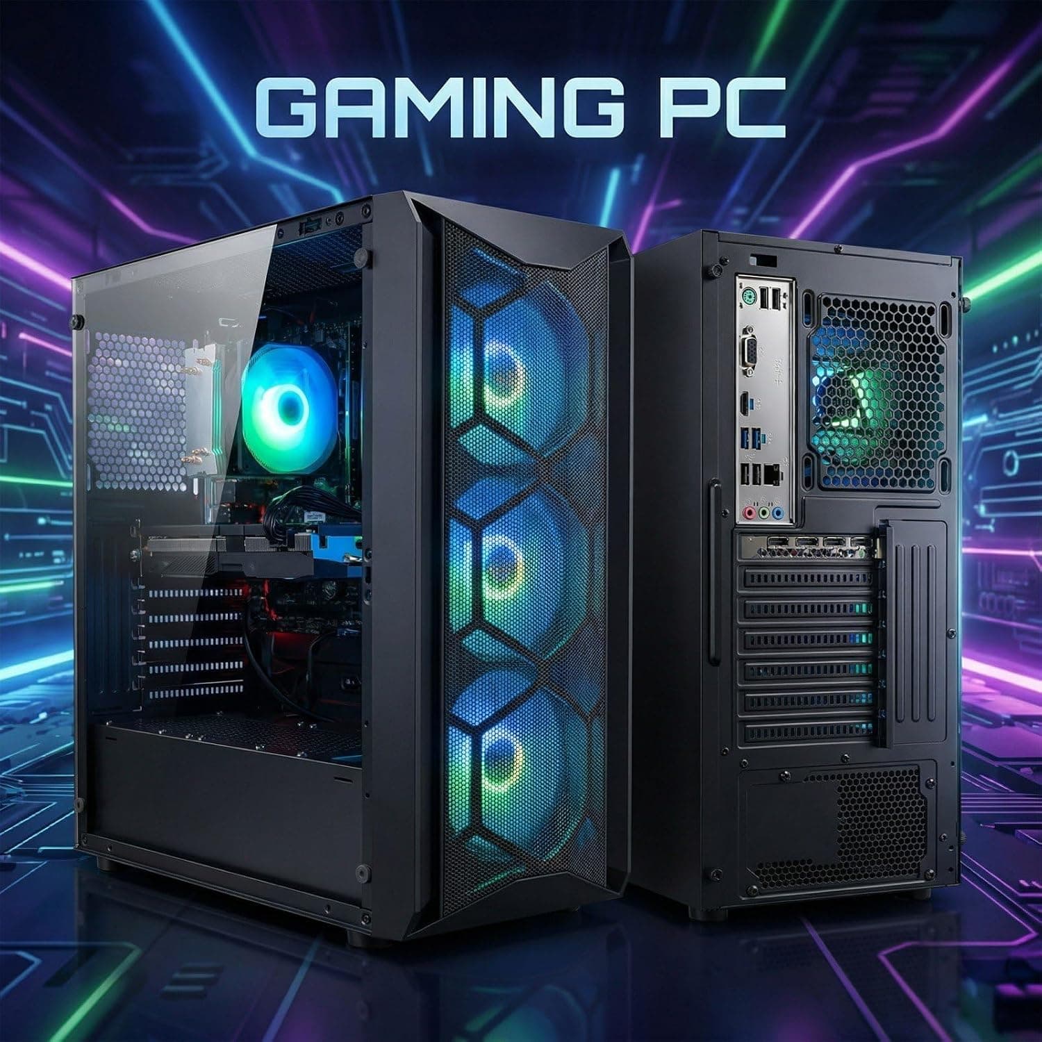 STGsivir PC Gamer Fixe, Ryzen 5 5500, RTX 3060 12G, 16G DDR4 RAM, 512G SSD