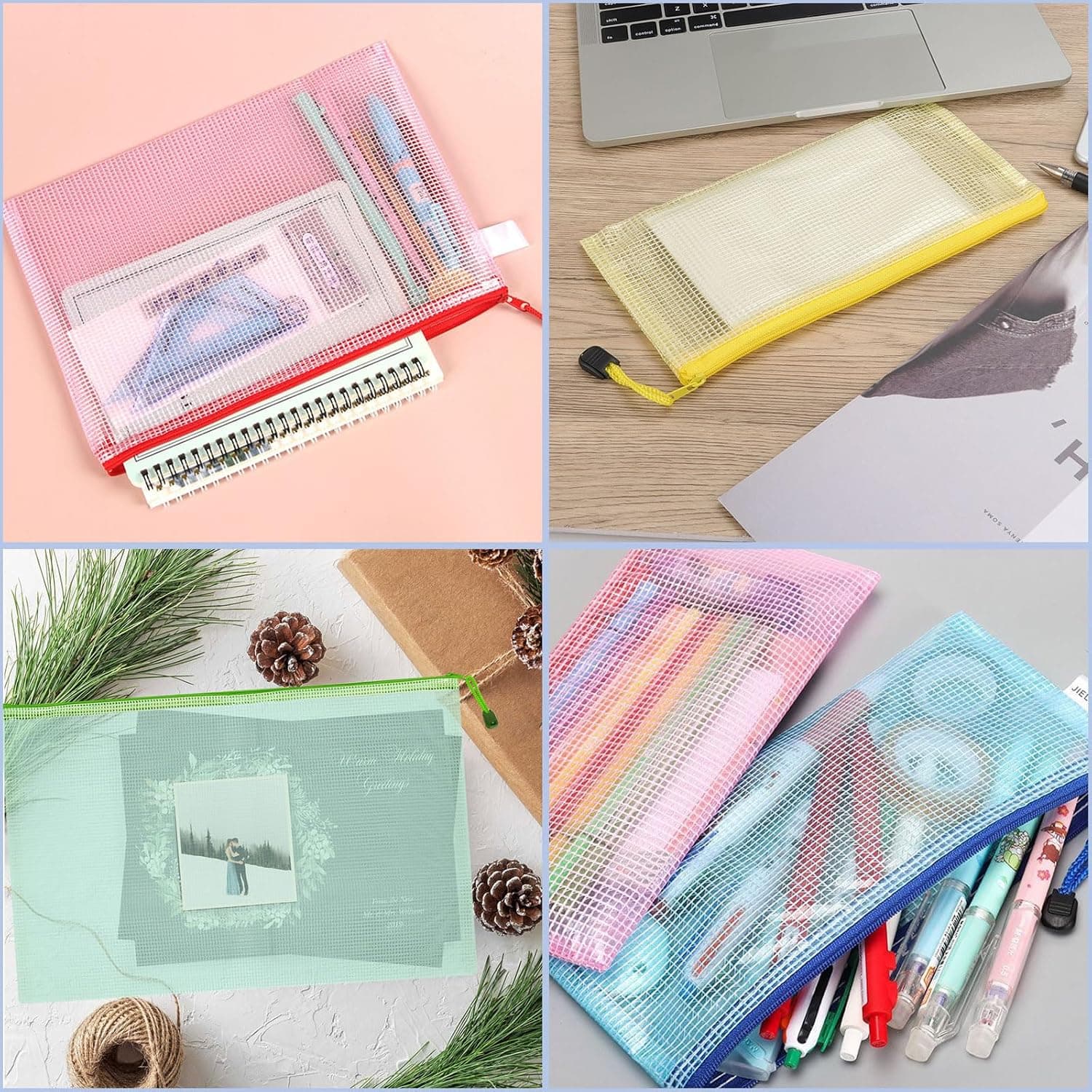 JMIATRY 30Pcs Pochette Zippée A6, 5 Couleur Pochette Plastique Zippée, Pochette Fermeture Éclair A6 Document Zippée Pour Stockage Document Recettes D'Entreprises Organisation, A6-30-COLORE