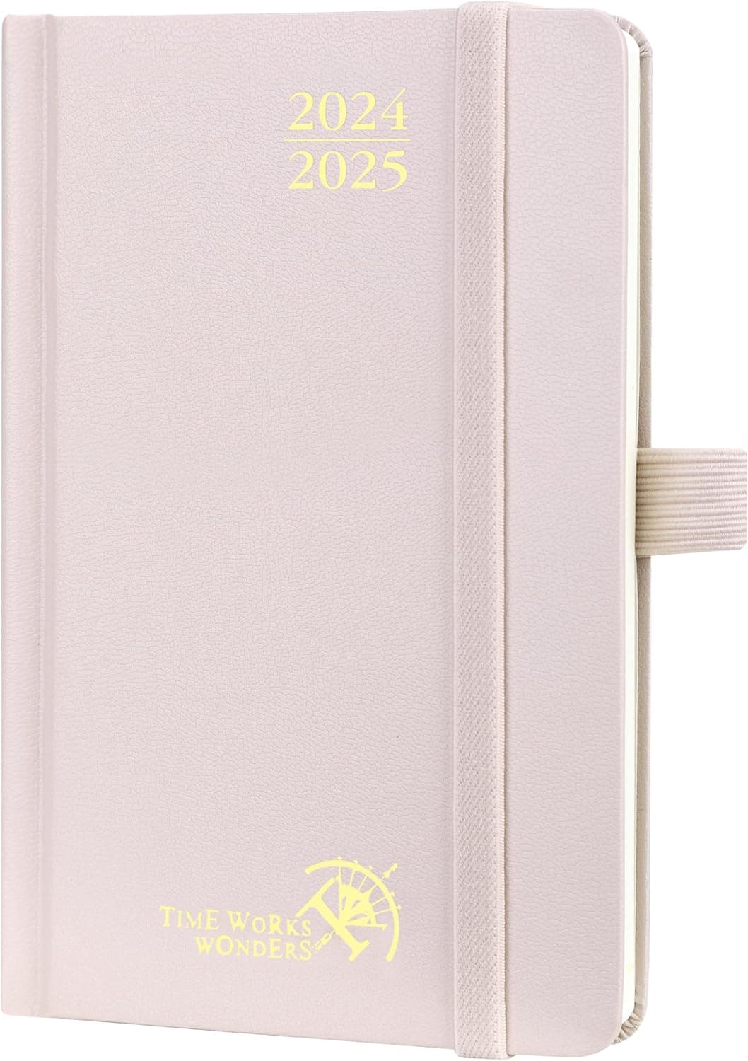 POPRUN Agenda de poche 2025 Semainier 16 x 10,5 cm D'août 2024 à déc 2025, Petit Planner Scolaire 17 Mois Couverture Rigide avec Intervalle Horaire, Papier Certifié 80 g/m2 - Rose Clair