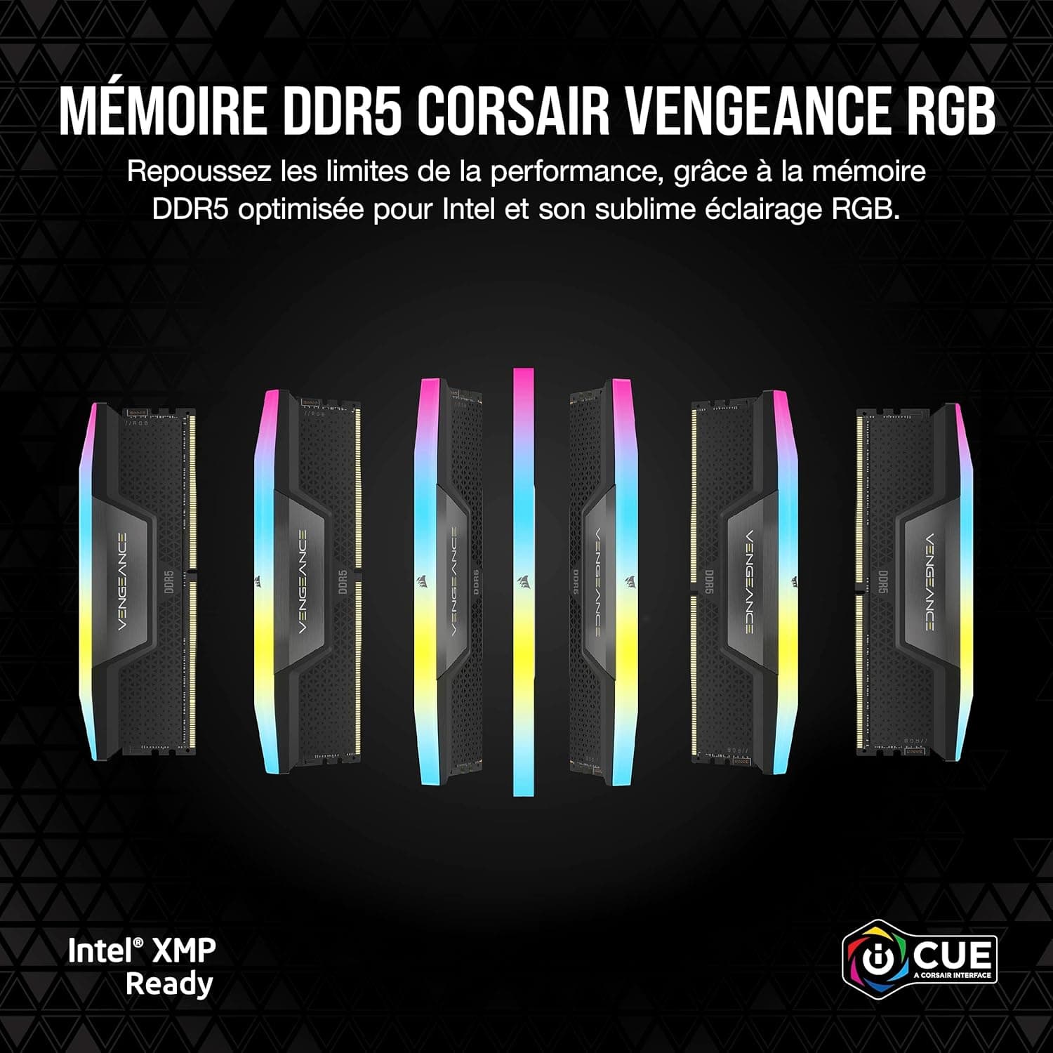 CORSAIR Vengeance RGB DDR5 32Go (2 x 16Go) Jusqu'à 6000MHz Intel RAM