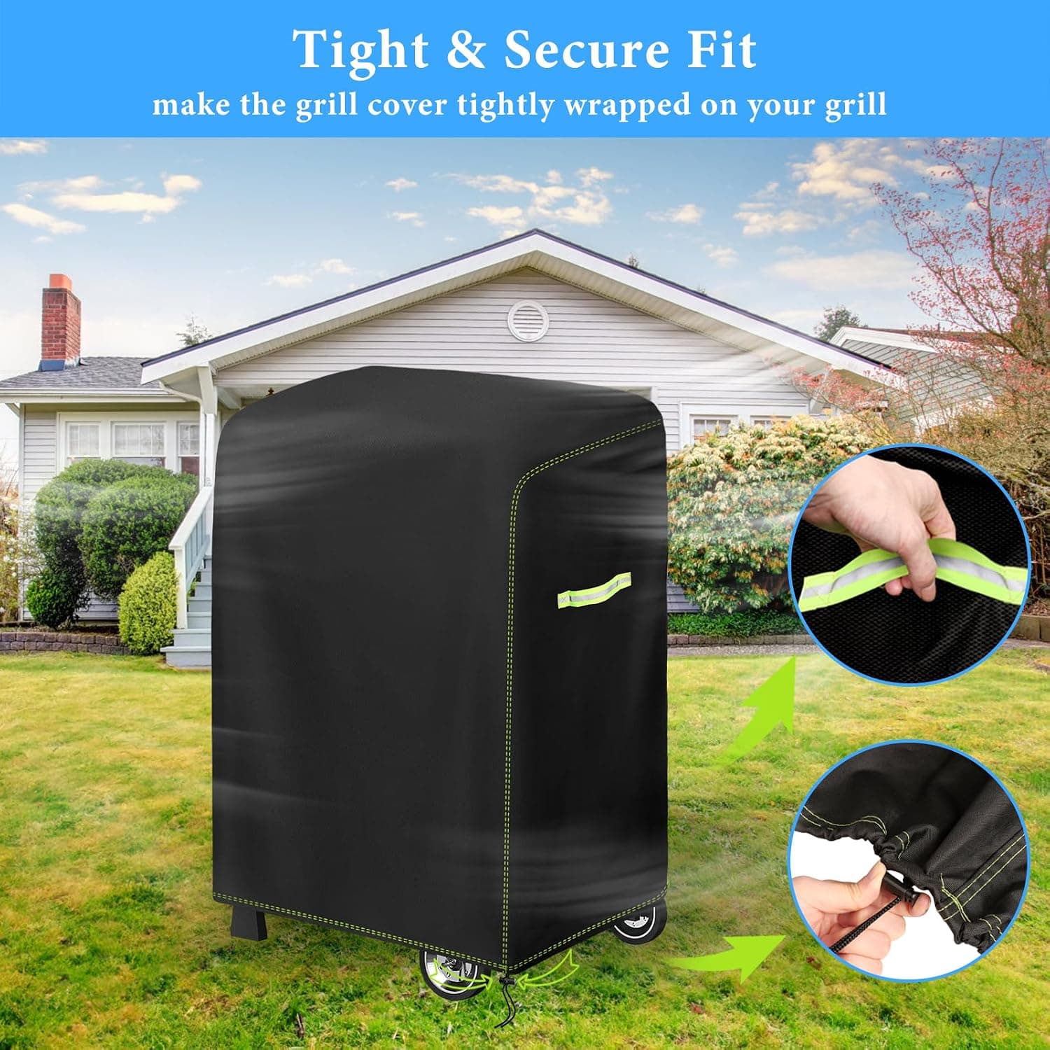 VDISRR Housse Barbecue Exterieur, 420D Oxford Bache Barbecue Exterieur 77 * 70 * 110cm pour Barbecue Weber Spirit E-210 avec Plateaux, Housse De Protection Anti-Vent/Solei/l'eau