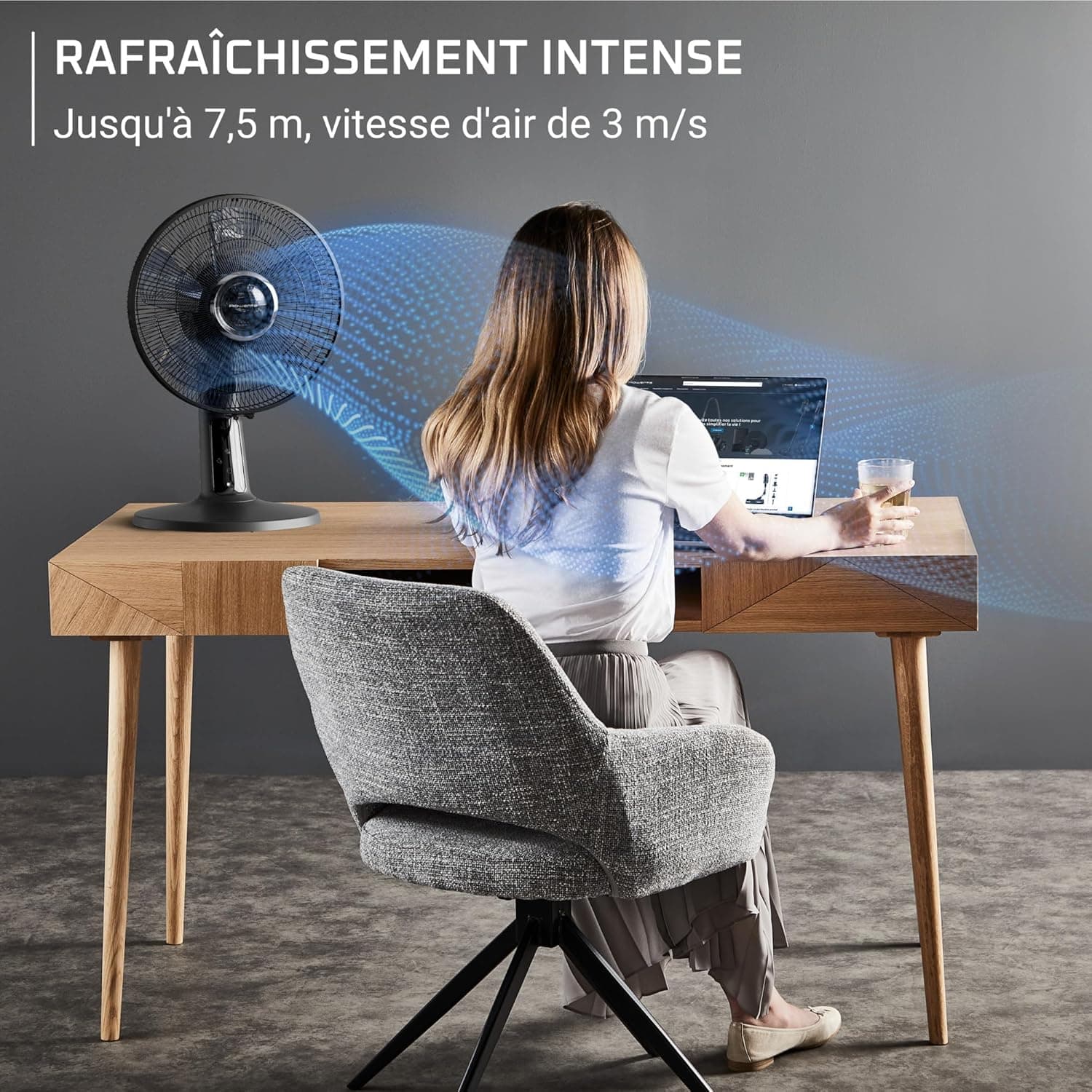 Rowenta Turbo Silence Extreme+, ventilateur de table noir VU2750 | 32 dB(A), débit d’air jusqu’à 7,5 m, 5 vitesses & 2 modes automatiques, oscillation 120°, télécommande, Couleur: Noir
