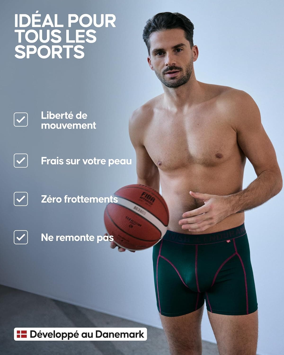 DANISH ENDURANCE Boxers de Running, Jambes Longues ou Normales, Lot de 6