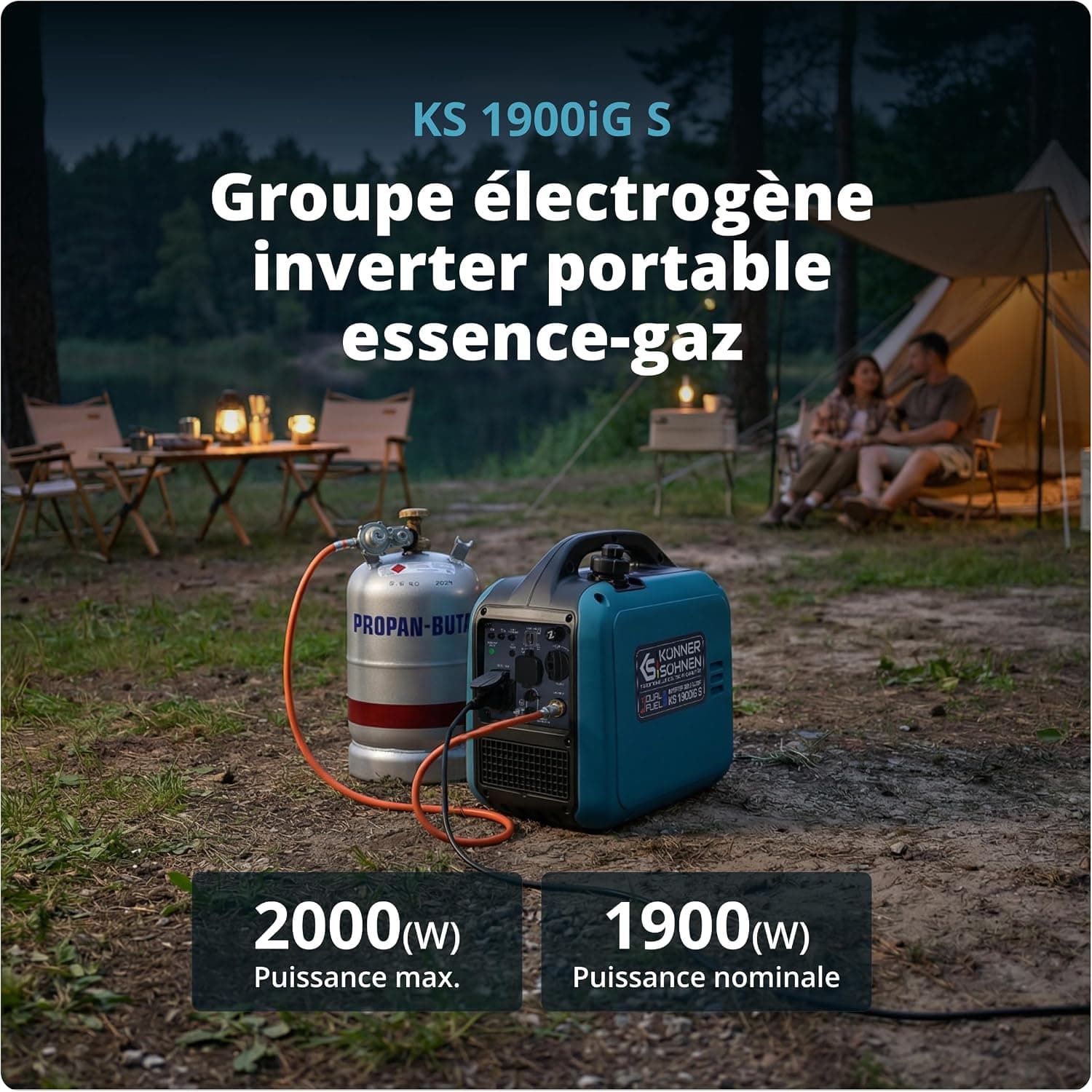 Könner & Söhnen KS 1900iG S Générateur inverter GPL essence 2000W,portable