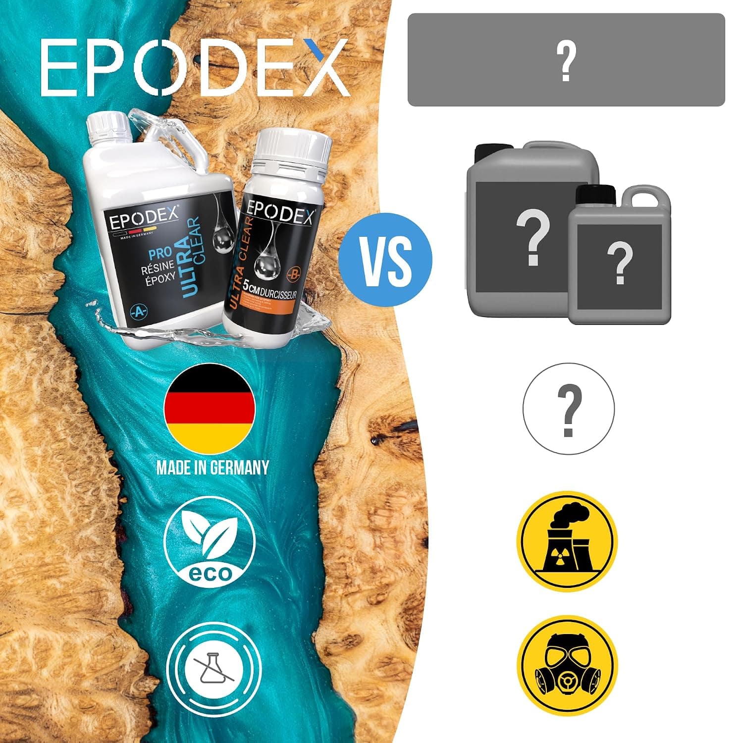 EPODEX PRO+ Résine époxy jusqu’à 5cm, CLEAR - Transparent, 1,5kg