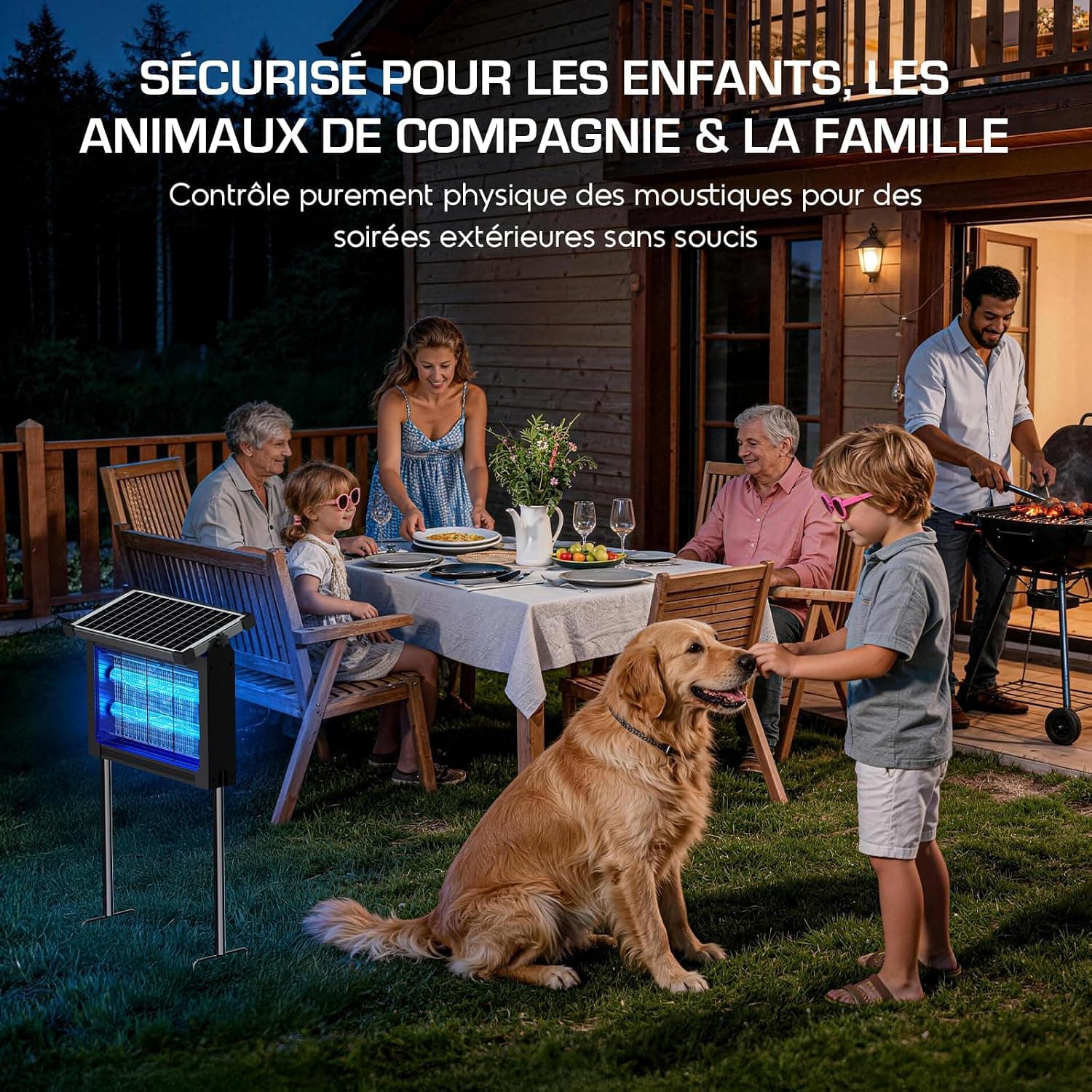Lampe Anti Moustique Extérieur Solaire, Étanche IPX5 (Noir)