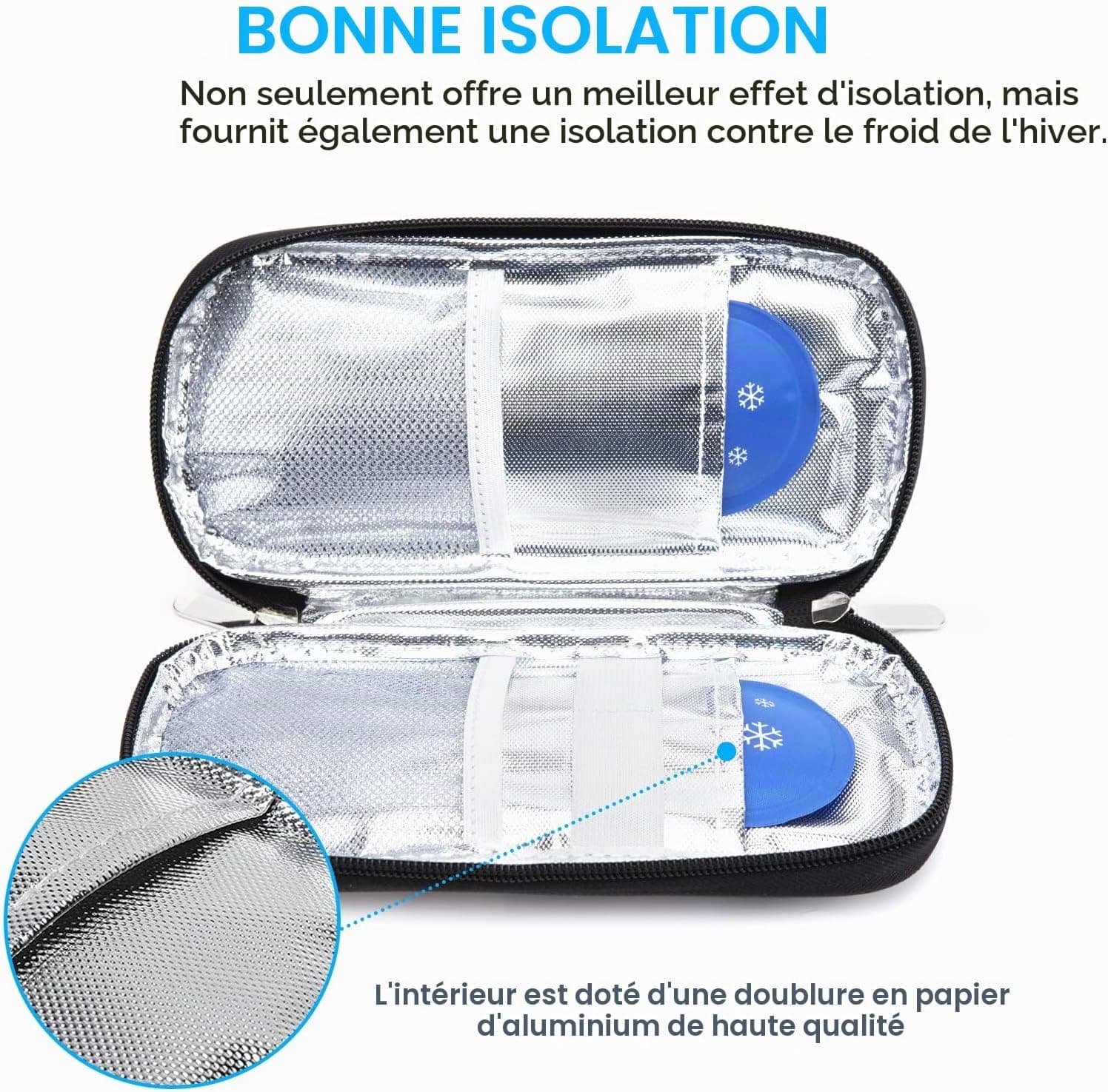 YOUSHARES Pochette Isotherme Insuline - Trousse Isotherme pour Médicament avec 2 Sac de Glace pour Garder Les Fournitures en sécurité et au Froid(Sac Fleur)