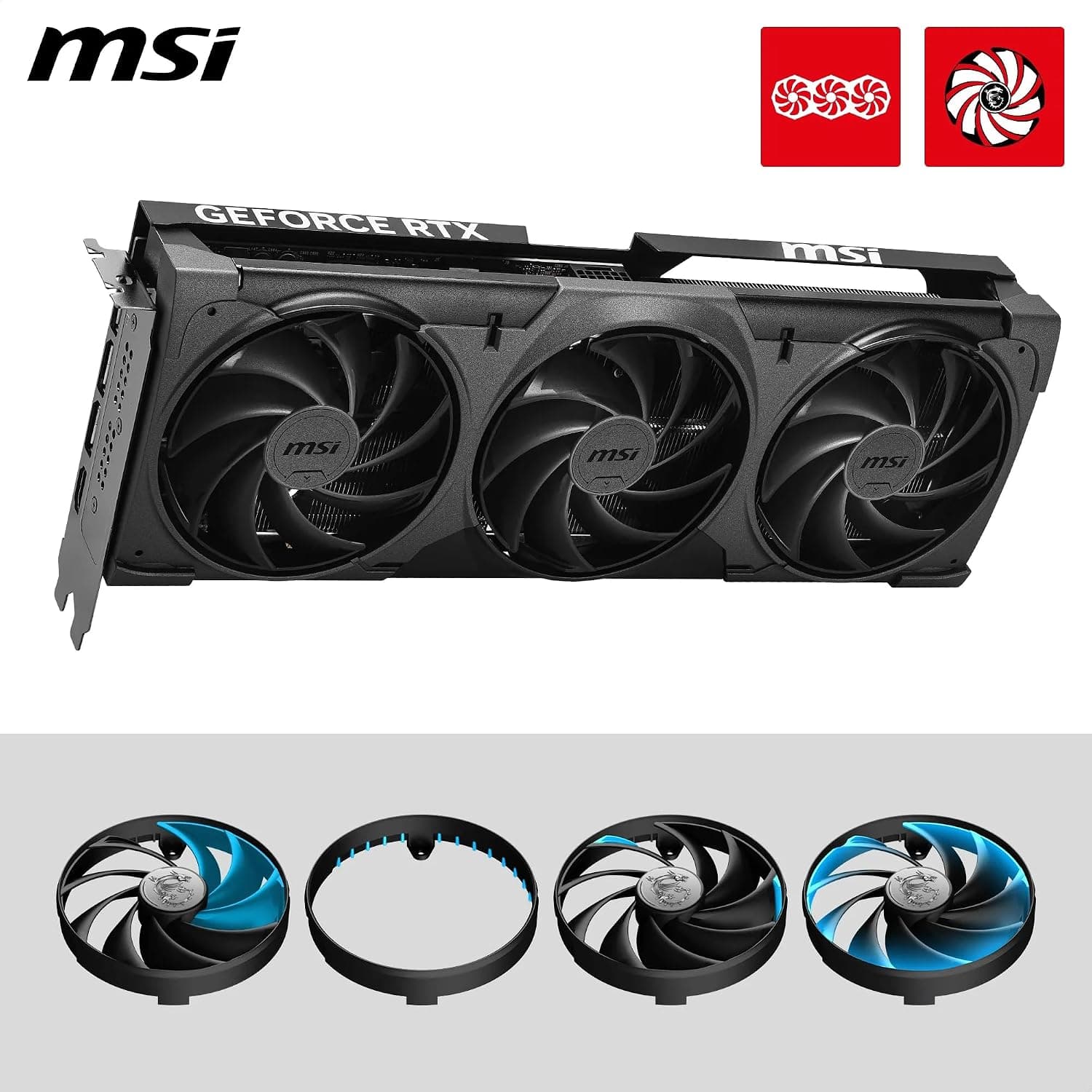 MSI NVIDIA GeForce RTX 5080 16G Ventus 3X OC Black Carte Graphique | 16 Go GDDR7 (30 GB/s, 256-bit), PCIe 5.0, triple ventilateur (3 ventilateurs TORX 5.0), HDMI 2.1b, DisplayPort 2.1b