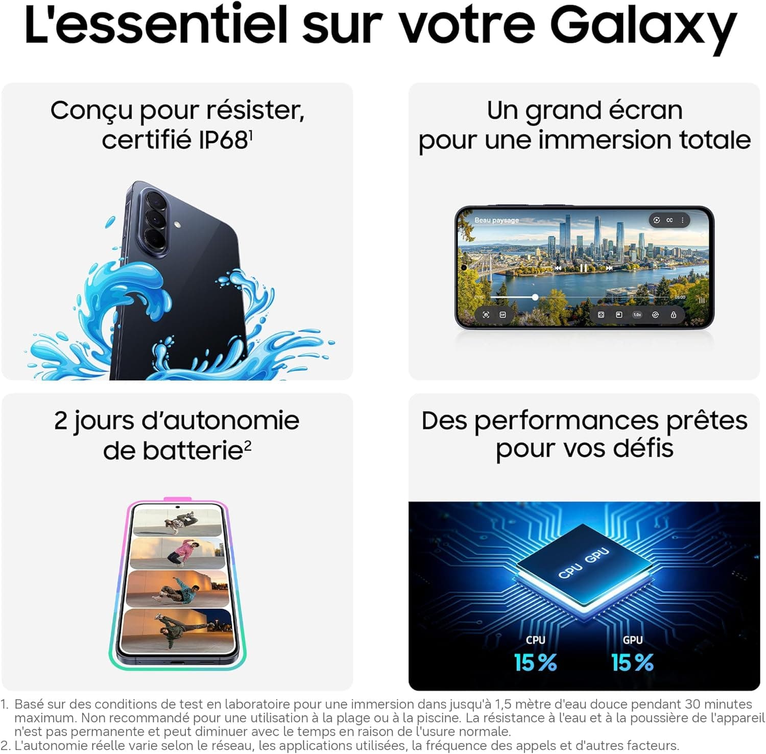 Samsung Galaxy A57 5G, Smartphone Android 5G avec l'IA Accessible à Tous, 256 Go, RAM 8 Go, Chargeur Secteur Rapide 25W Inclus, Smartphone déverrouillé, Bleu, Version FR