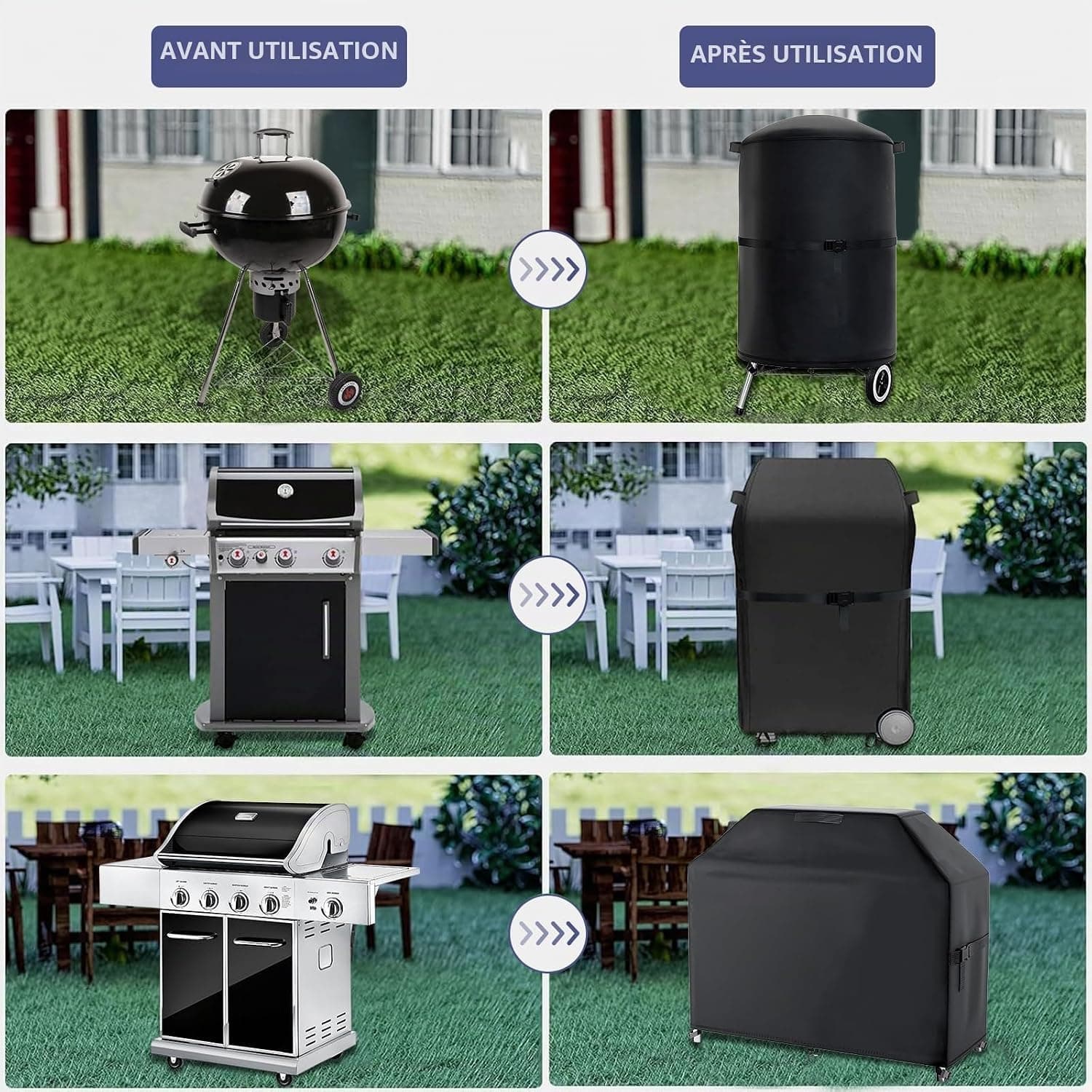 Housse Barbecue Exterieur, 600D Oxford Bache Barbecue pour Weber, Brinkmann, Enders, Char Broil, Housse de Protection BBQ de Anti-Vent, Anti-UV, Antipoussière, Anti-l'eau (147x61x122cm)