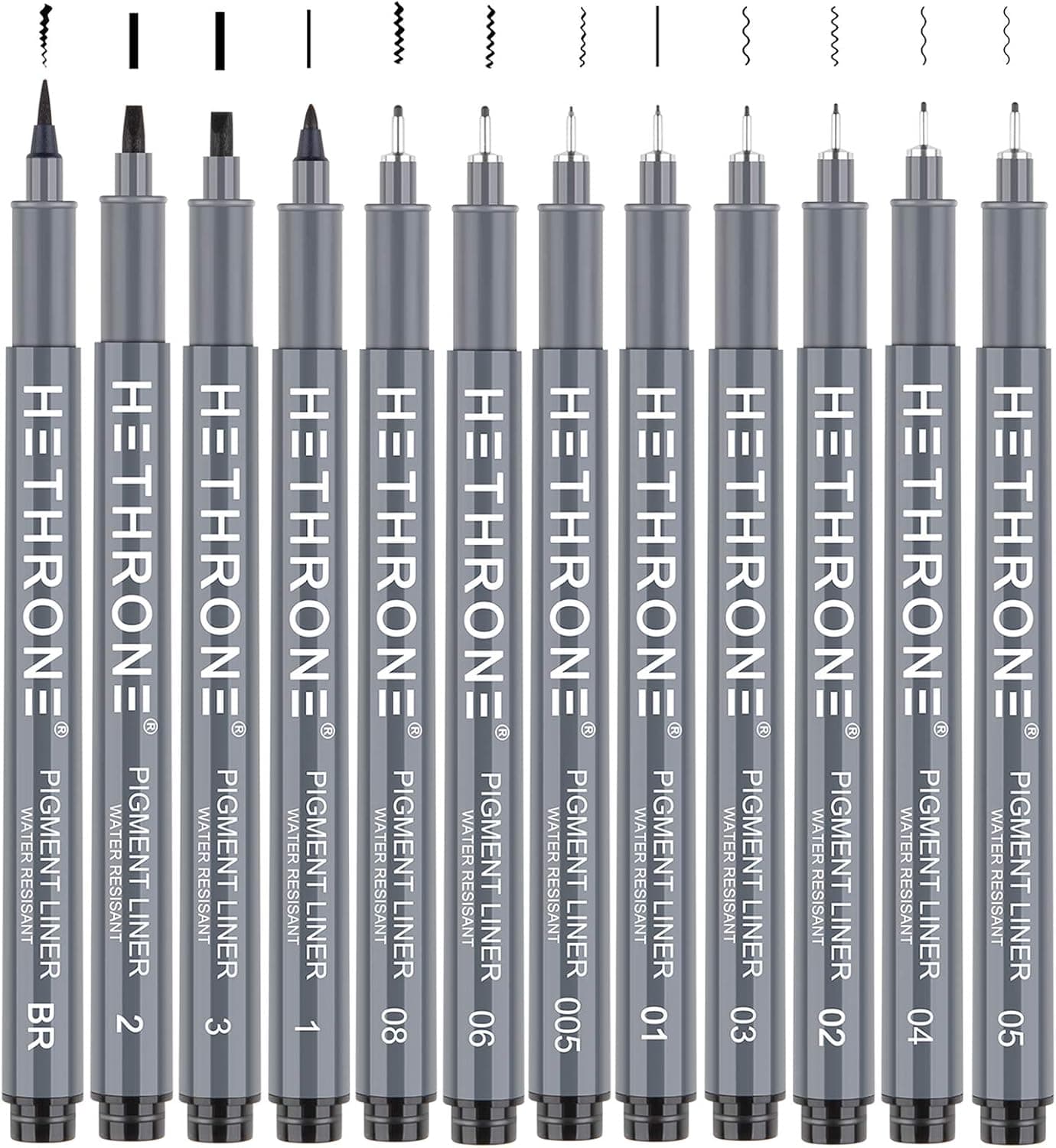 Hethrone Stylos de calligraphie, stylos de lettrage à la main et ensemble de calligraphie noire pour les débutants, écriture, signature, conception d'illustration et dessin (taille 12)