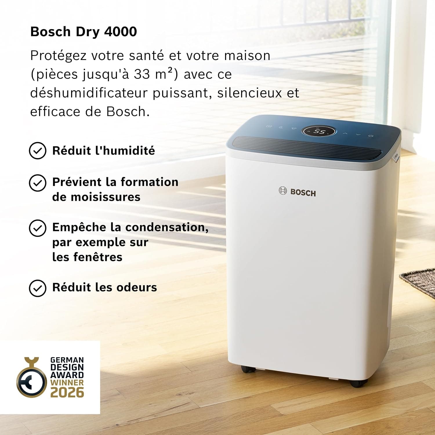 Bosch Dry 4000, Déshumidificateur, Pour pièces jusqu'à 33 m2
