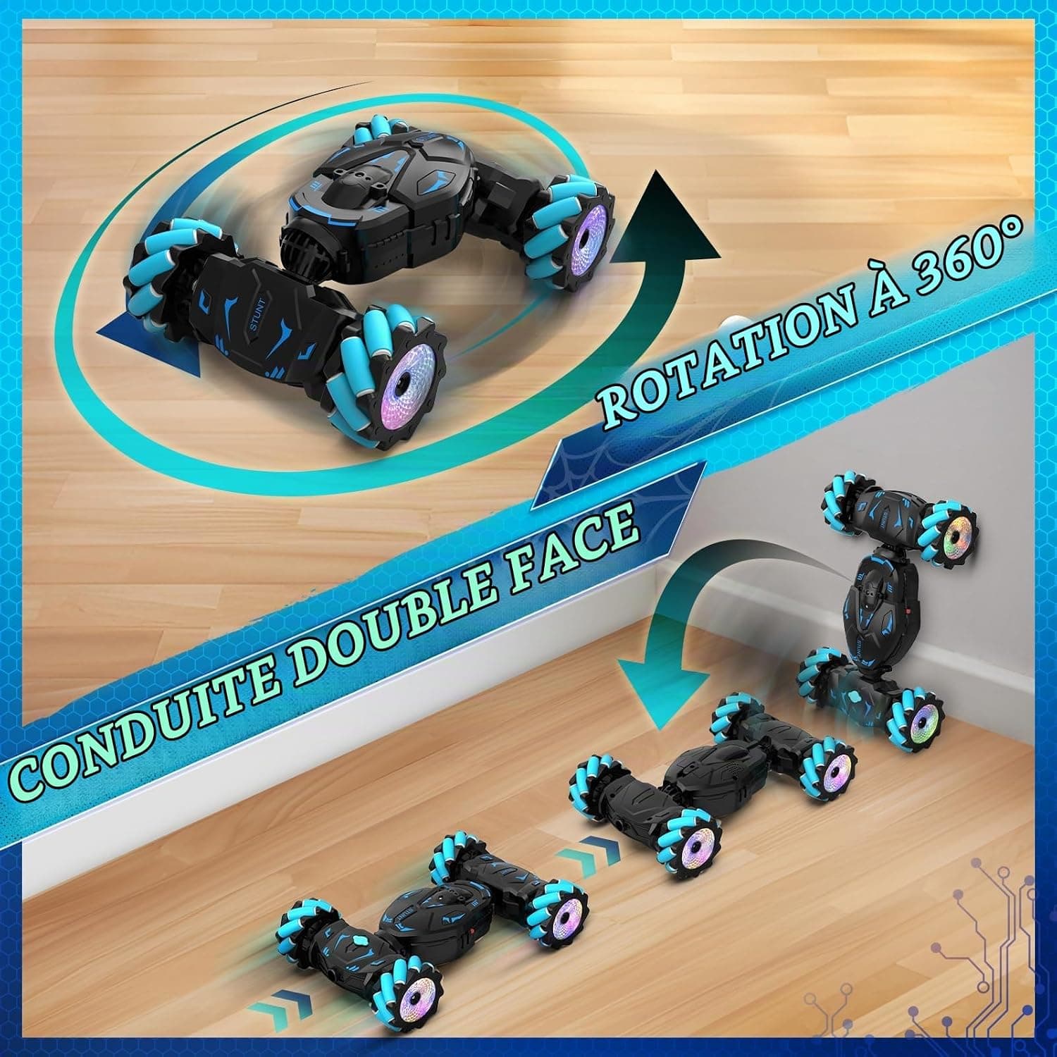 Nitigo Voiture Télécommandée Enfant Tout Terrain avec la Main, 2.4 GHz | 4x4 Voiture RC Telecommandé Drift 360° Rotation, Jouet Cadeau Noël Garcon Fille 6 7 8 9 10 11 12 Ans