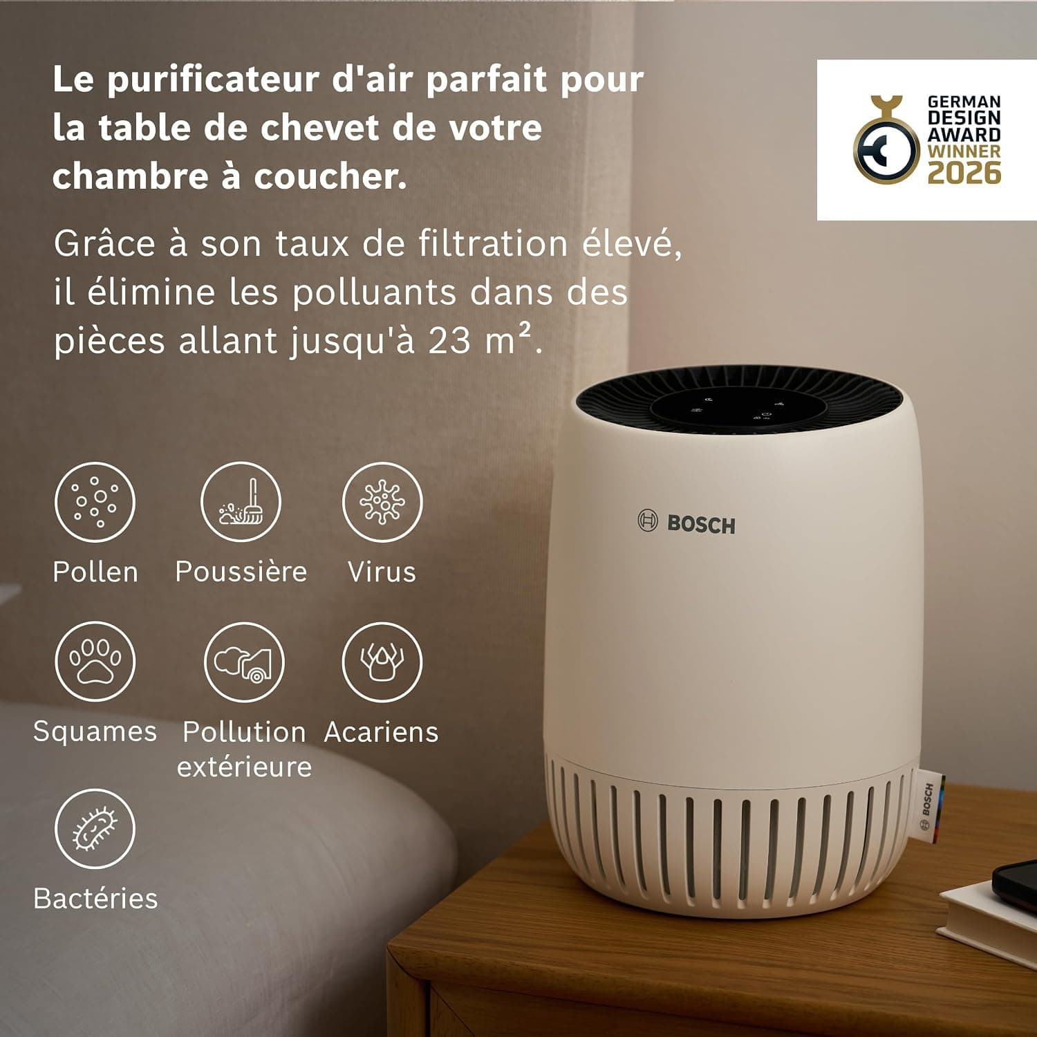 Bosch Air 500, Purificateur d'air, Pour pièces jusqu'à 23 m2
