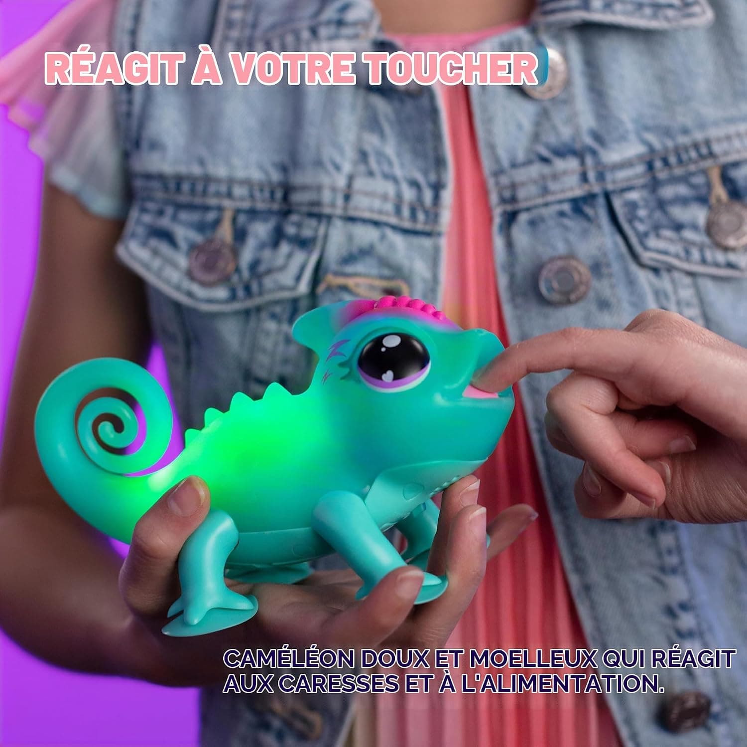 Little Live Pets - Sunny Le caméléon Lumineux, Jouet interactif Lumineux Multicolore, Plus de 30 Sons, Plus de 10 humeurs, Répète après toi, Détecte Les Sons (Piles incluses, à partir de 5 Ans) 26364