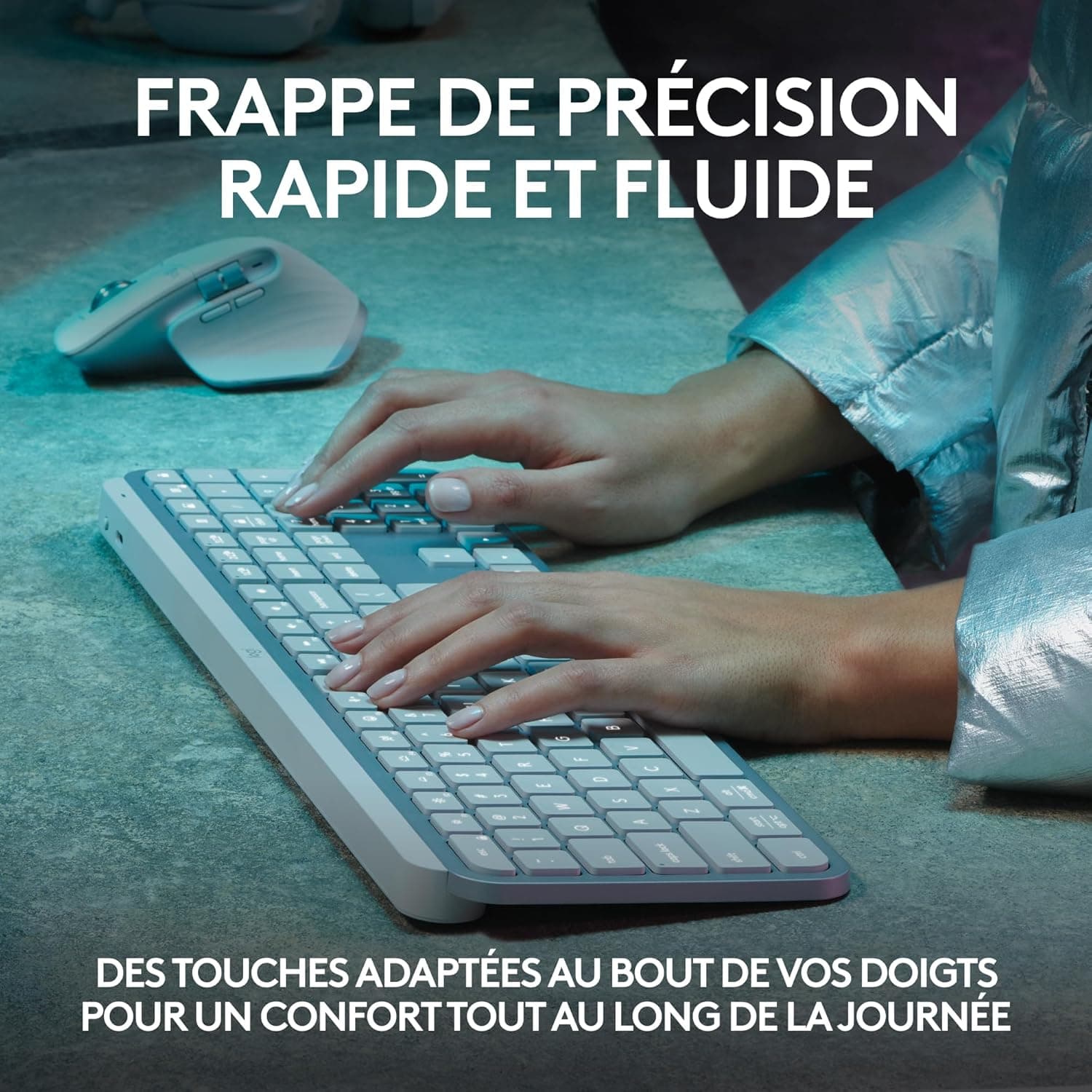 Logitech MX Keys S Clavier sans Fil Rechargeable USB C (Pale Grey) | Clavier Silencieux, Rétroéclairé, Touches Ergonomiques, Programmables, Bluetooth, Windows PC, Linux, Chrome, Mac, AZERTY
