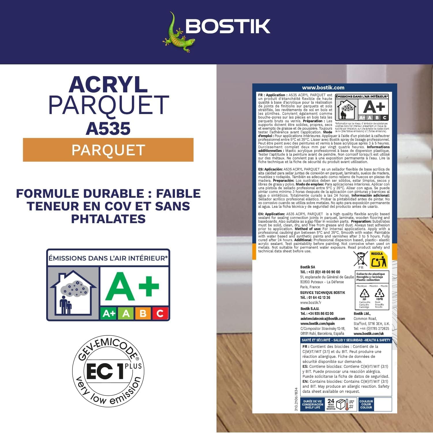 BOSTIK Mastic Spécial Joint et Finition Parquet - Chêne Clair - 300 ml