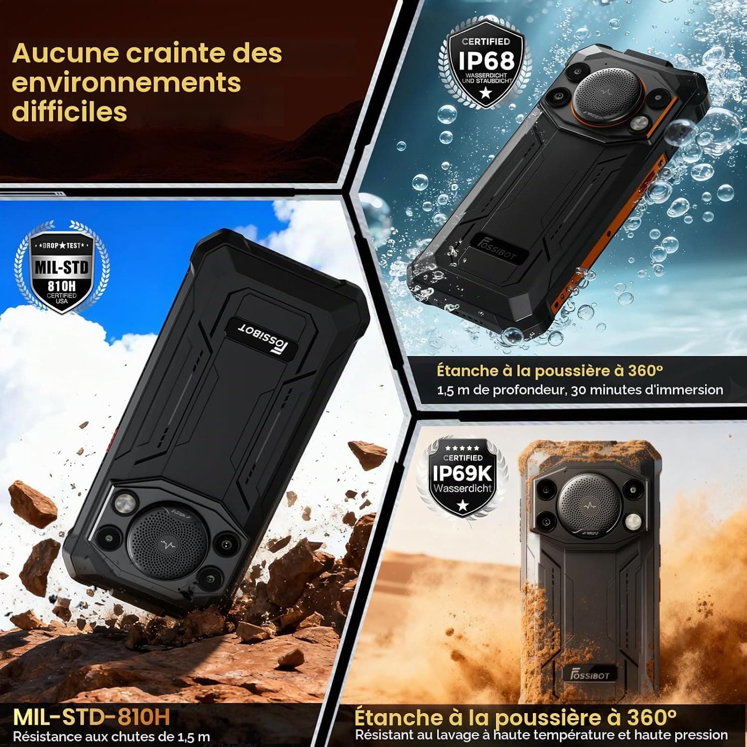 FOSSiBOT F110Pro 5G Telephone Incassable Android 15-11000mAh