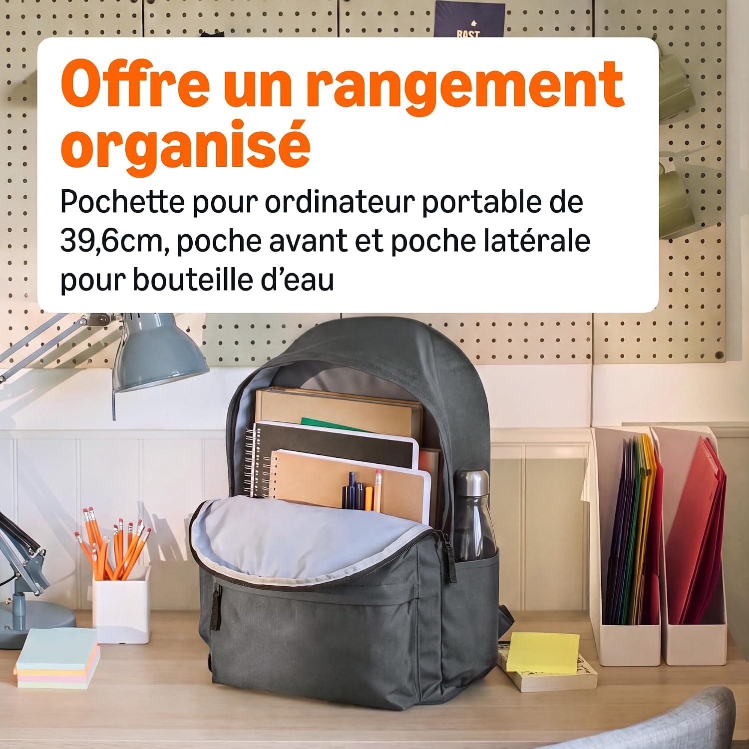 Amazon Basics, Sac à Dos Classique/Décontracté/Scolaire, Gris, Lot de 1