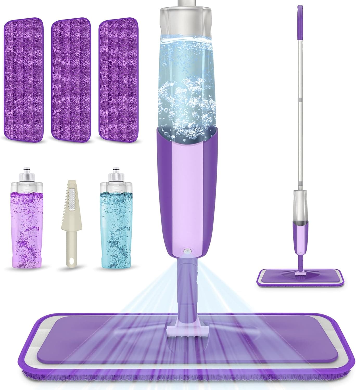 Balais Serpillère Vaporisateur, MEXERRIS Balai Lave Sol avec 2 Reservoirs