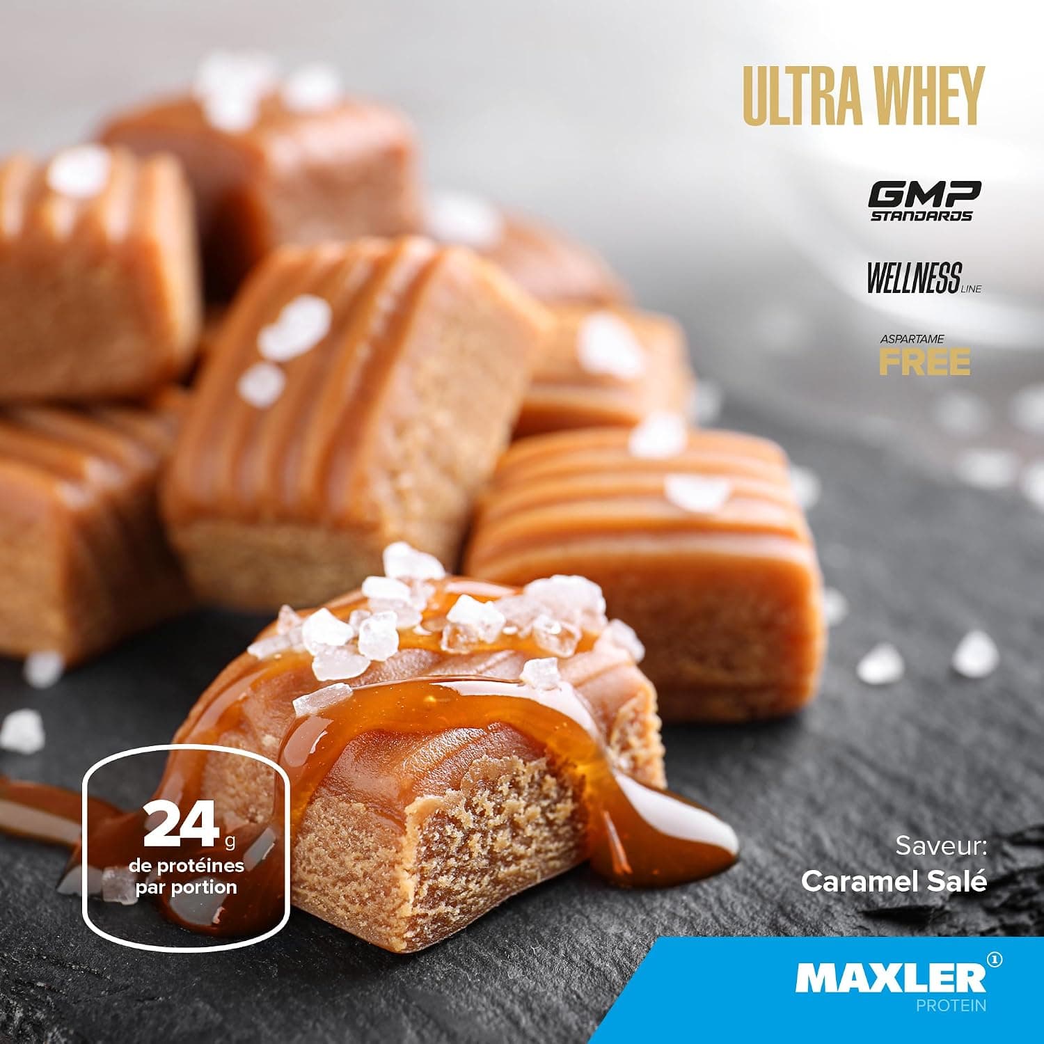 Maxler Ultra Whey Protein - Proteine Whey - Proteines musculation - Whey Isolate - Whey Protein Caramel Salé - 750g de proteine whey
