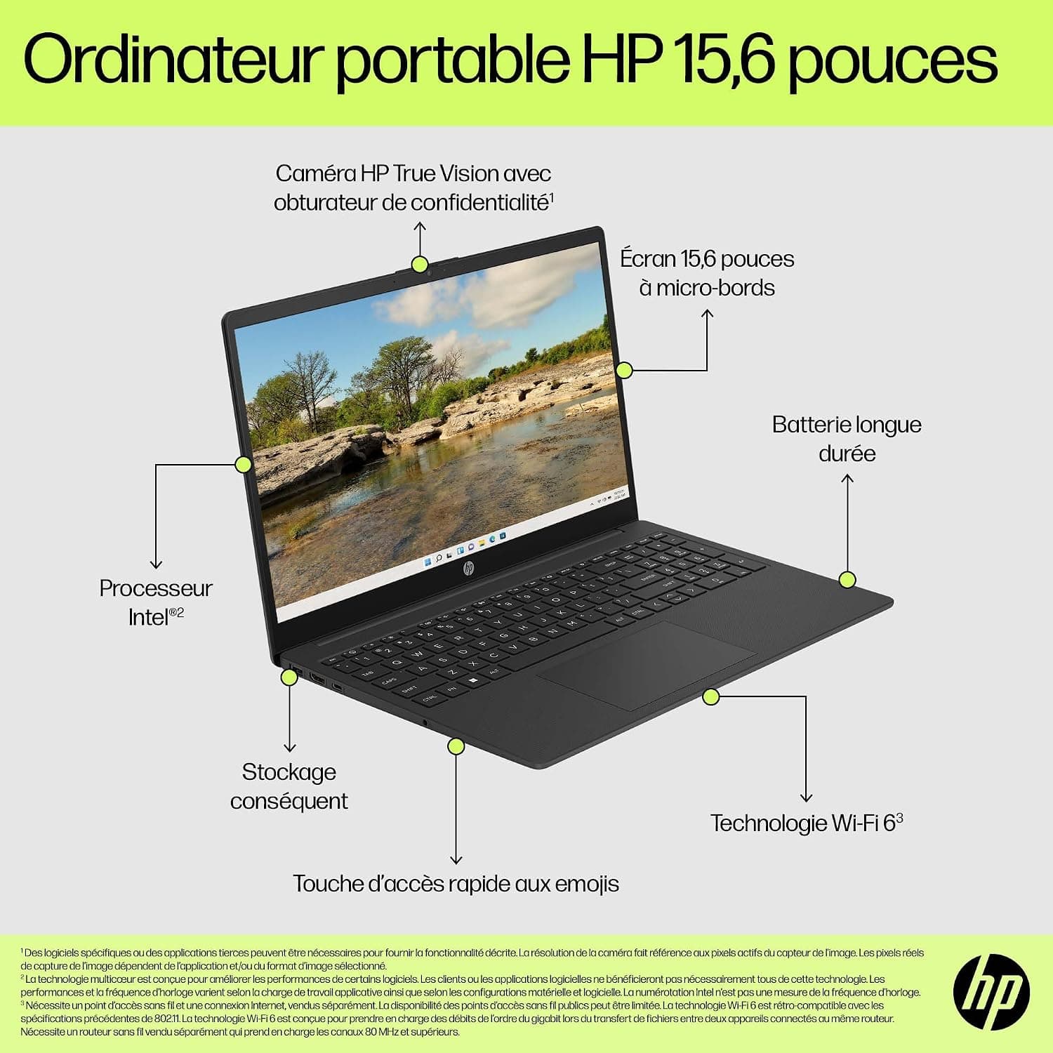 HP 15-fd0001sf Ordinateur Portable 15,6" FHD, PC Portable (Intel Celeron N100, RAM 4 Go, UFS 128 Go, Intel UHD Graphics, Windows 11), Laptop Gris, AZERTY, Microsoft 365 Personnel 12 Mois Inclus