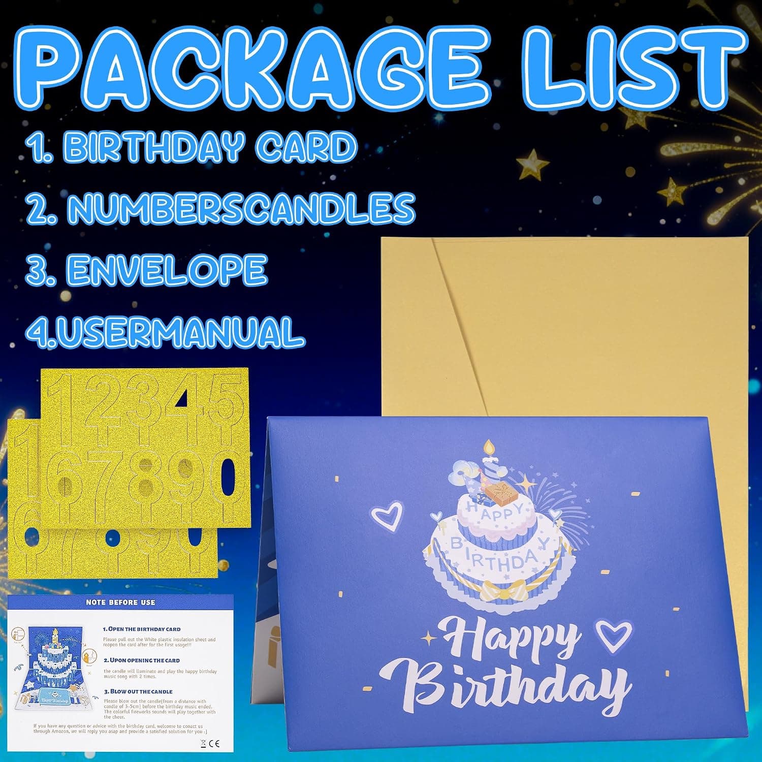 Carte anniversaire musicale 3D bougie soufflée Woukksy lumière