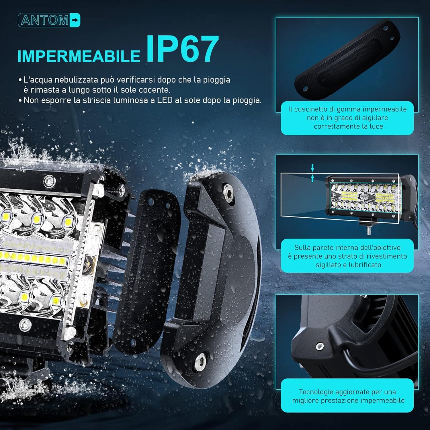 antom Phares de Travail LED 2PC 360W 7 Pouces 12/24V Tracteur | Projecteurs LED additionnels pour tracteur, engin agricole, véhicule de chantier, 4x4 et usage tout-terrain