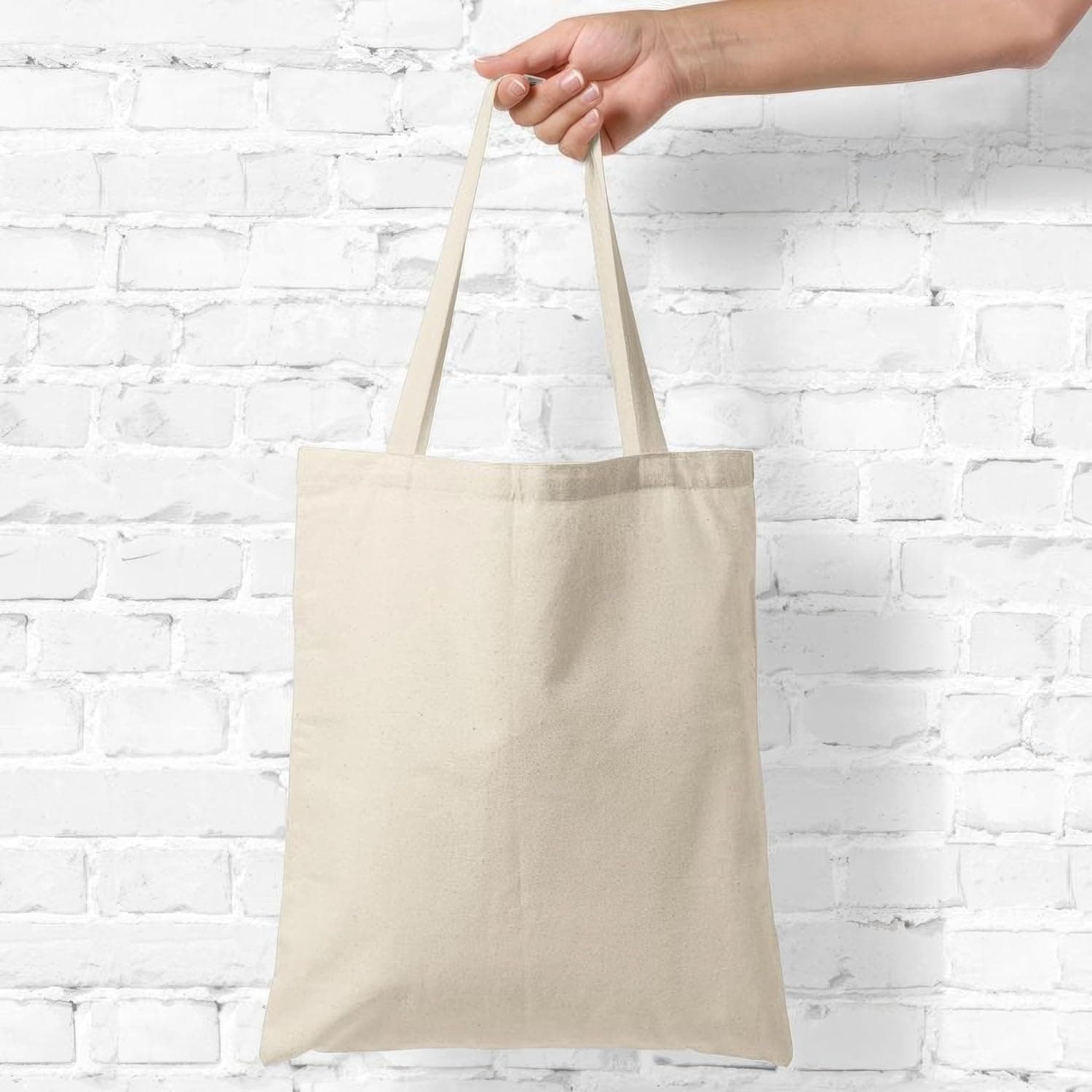 Sac en tissu à peindre non imprimé - pièces 38 x 42 cm - Tote Bag - 5, 10, 25 pièces - Sac en coton avec deux poignées longues - Sacs de courses