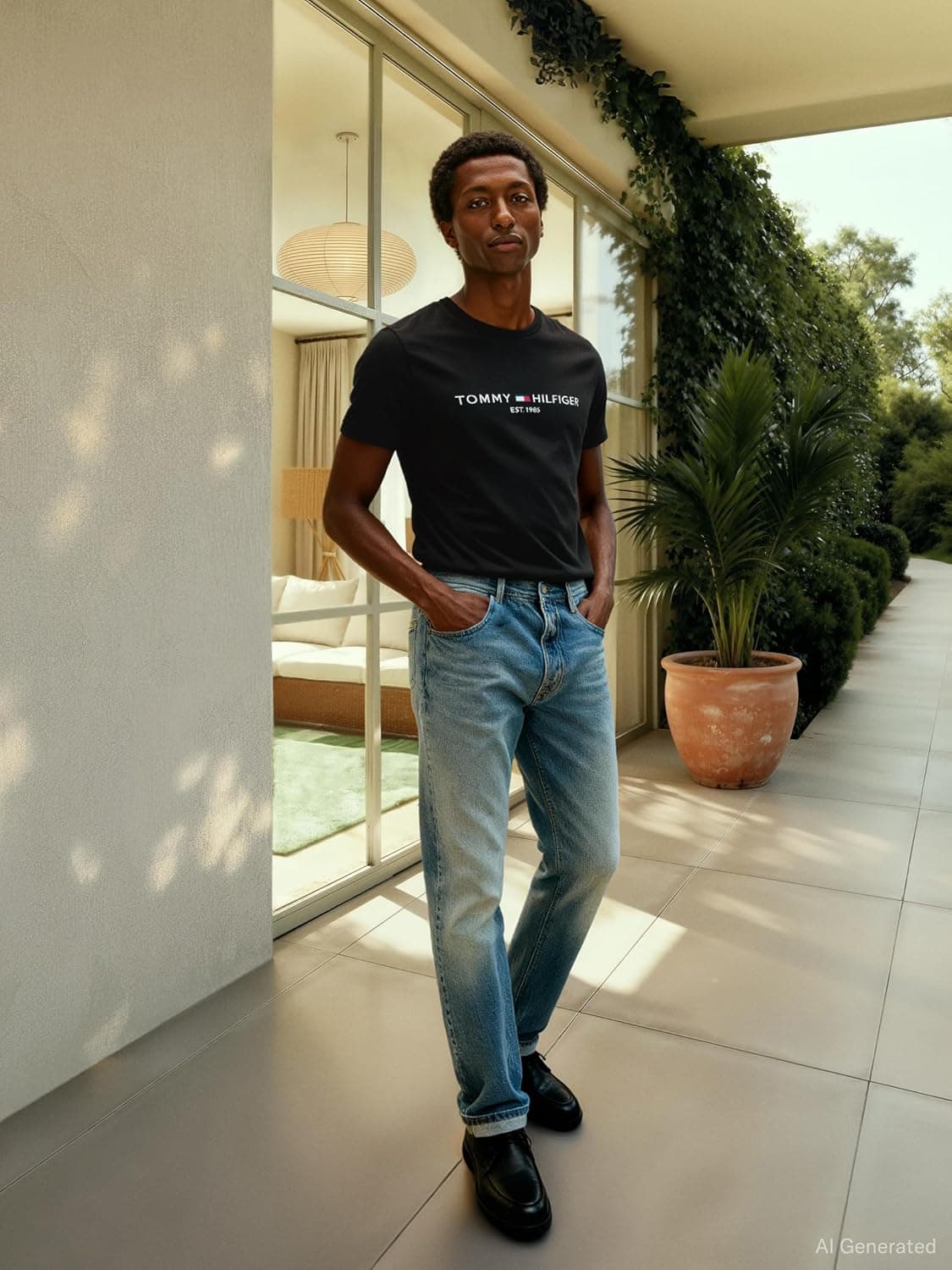 Tommy Hilfiger T-Shirt Manches Courtes Homme Core Tommy Logo Col Ras-du-Cou