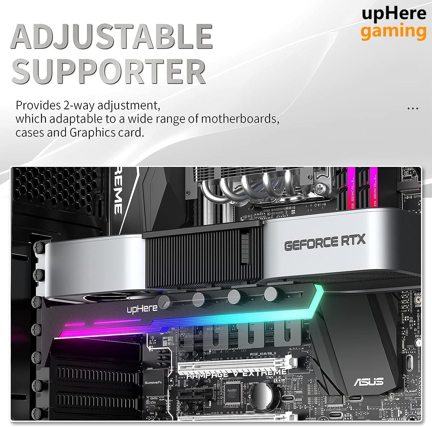 upHere Gaming GPU Brace Carte Graphique ARGB LED Sync Ajustable Selon la Carte Graphique pour Raidisseur de Support Carte Vidéo.