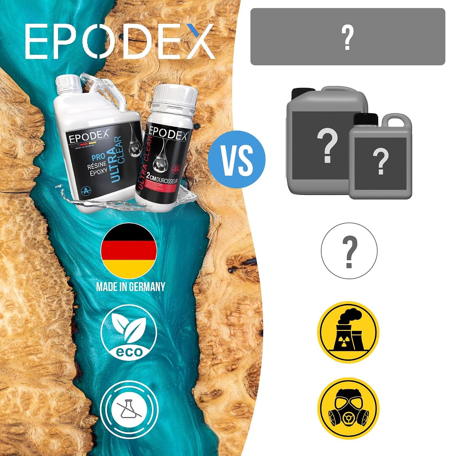 EPODEX PRO, Résine époxy jusqu’à 2cm, CLEAR - Transparent, 1,5kg