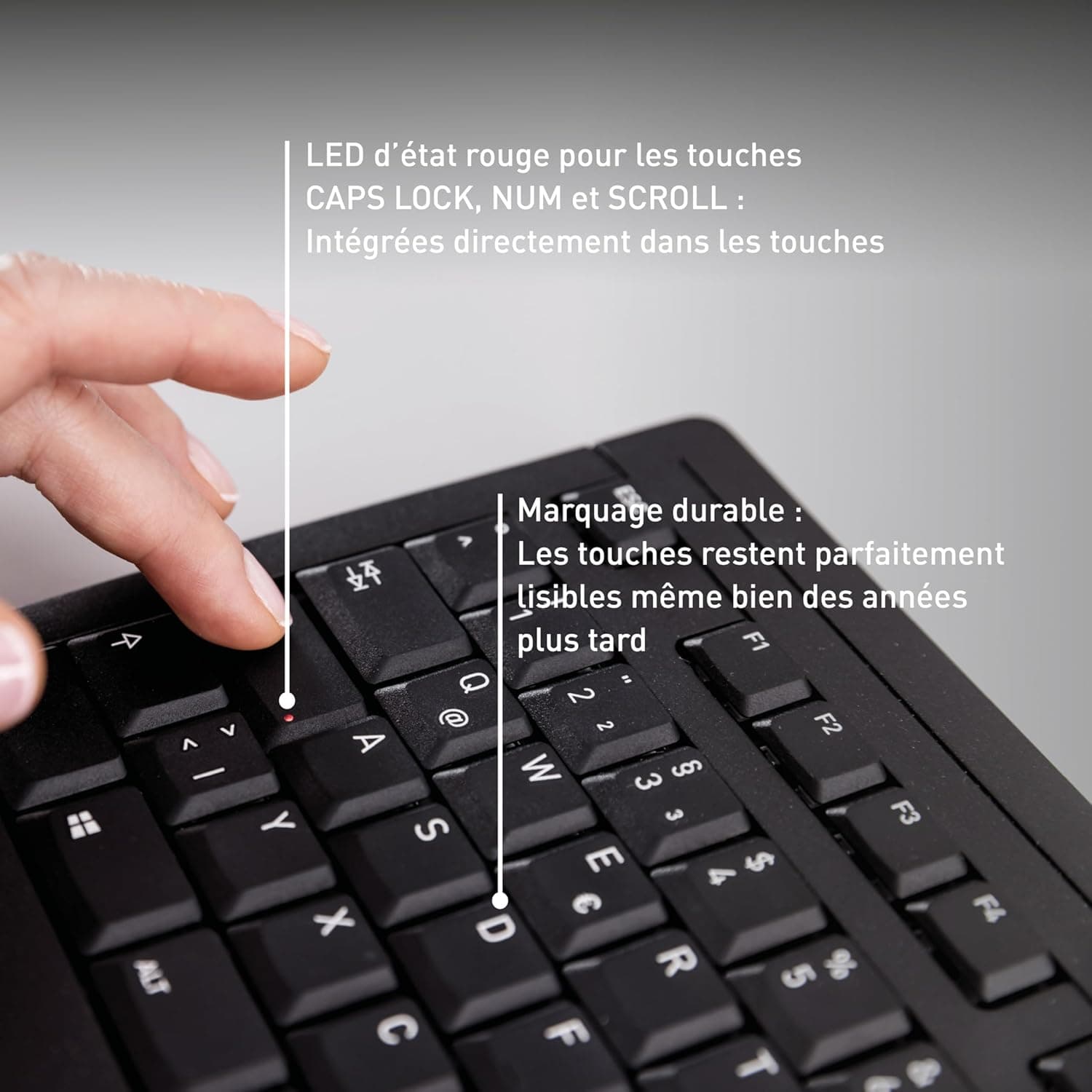 CHERRY Stream Keyboard, Clavier Filaire, Disposition française (AZERTY), Frappe silencieuse, Sensation de Frappe Unique, Design Plat, Noir